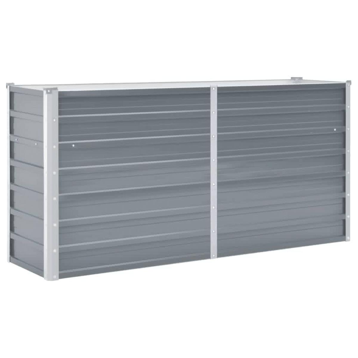 Arriate elevado de jardín acero galvanizado gris 160x40x77 cm