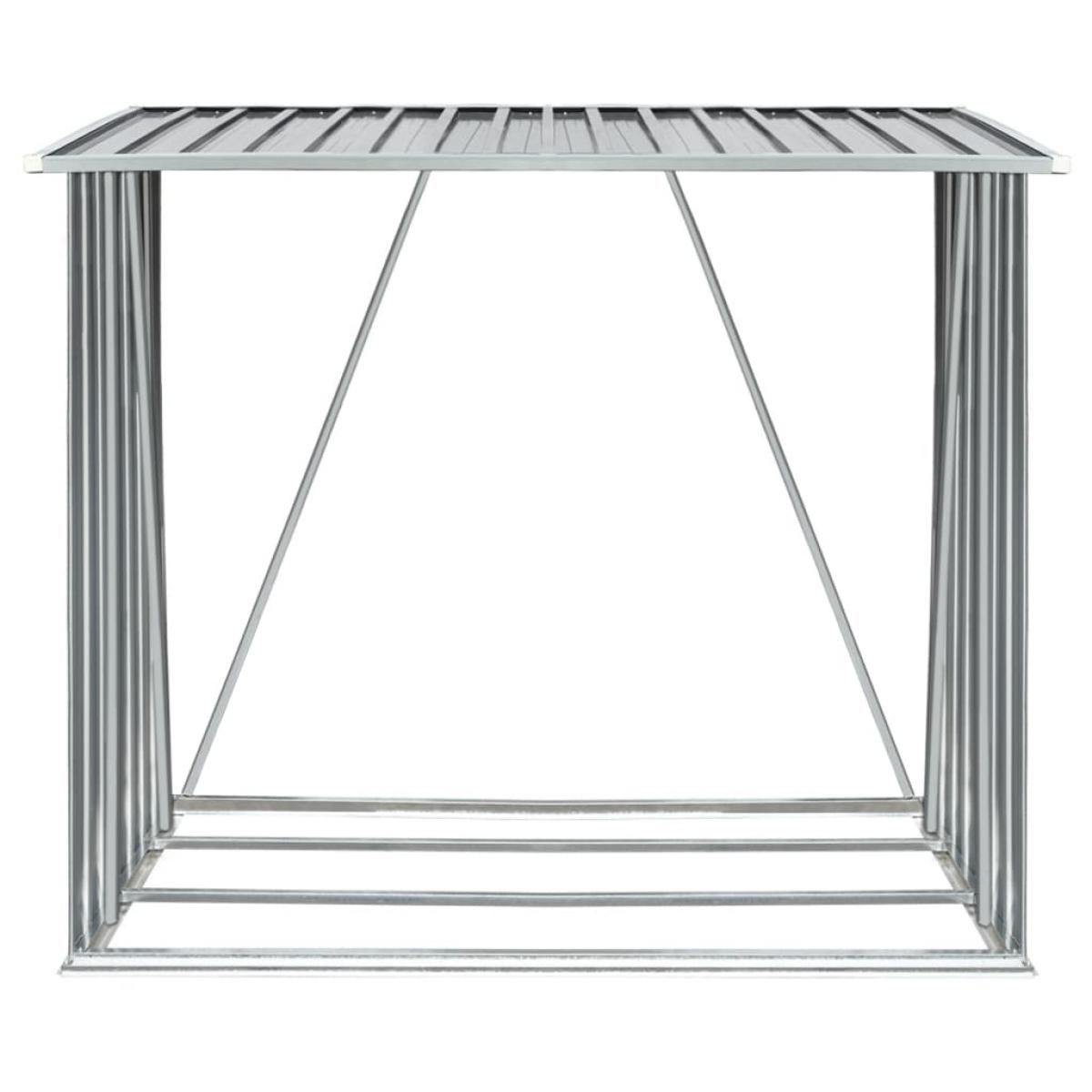 Casetilla para leña acero galvanizado gris 163x83x154 cm