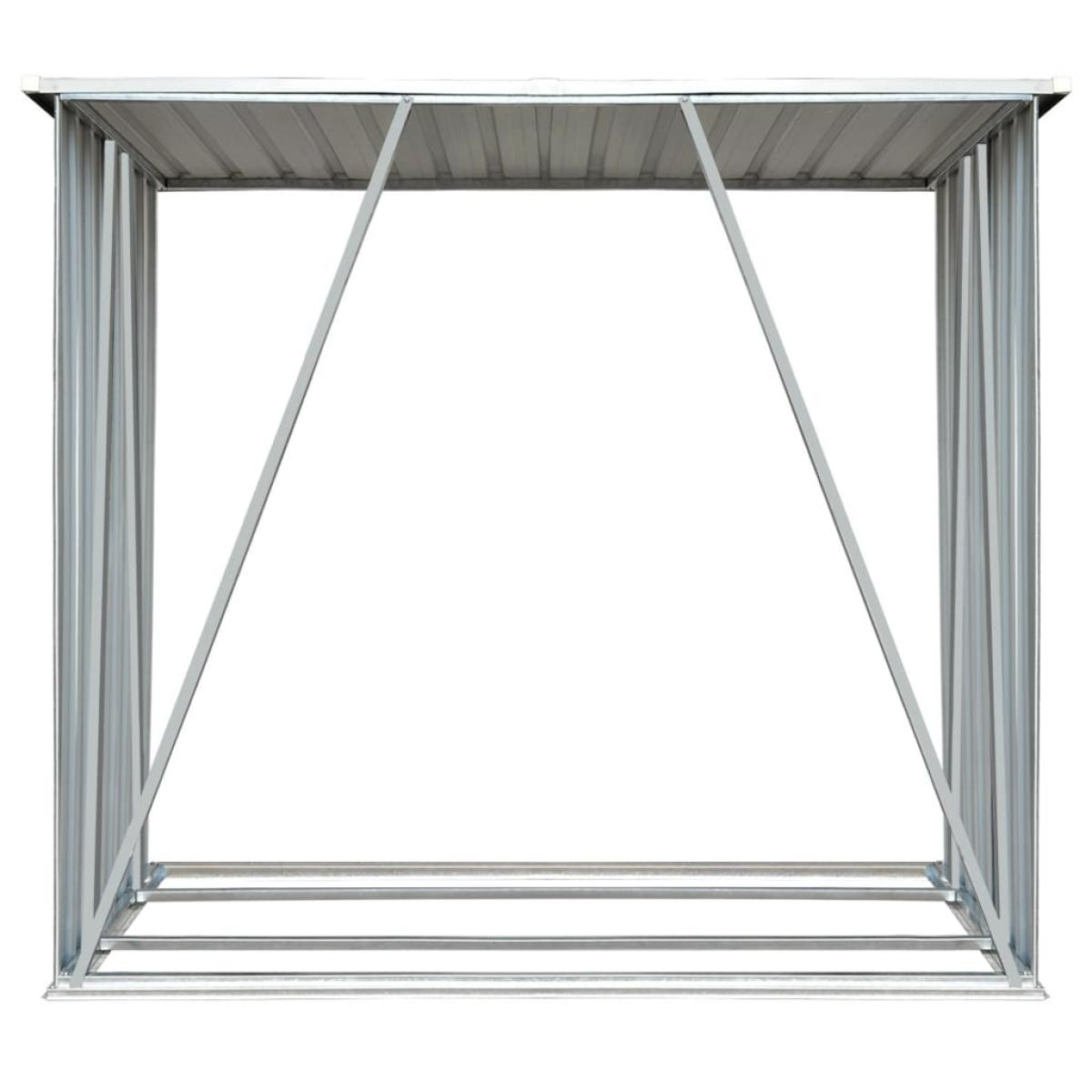 Casetilla para leña acero galvanizado gris 163x83x154 cm