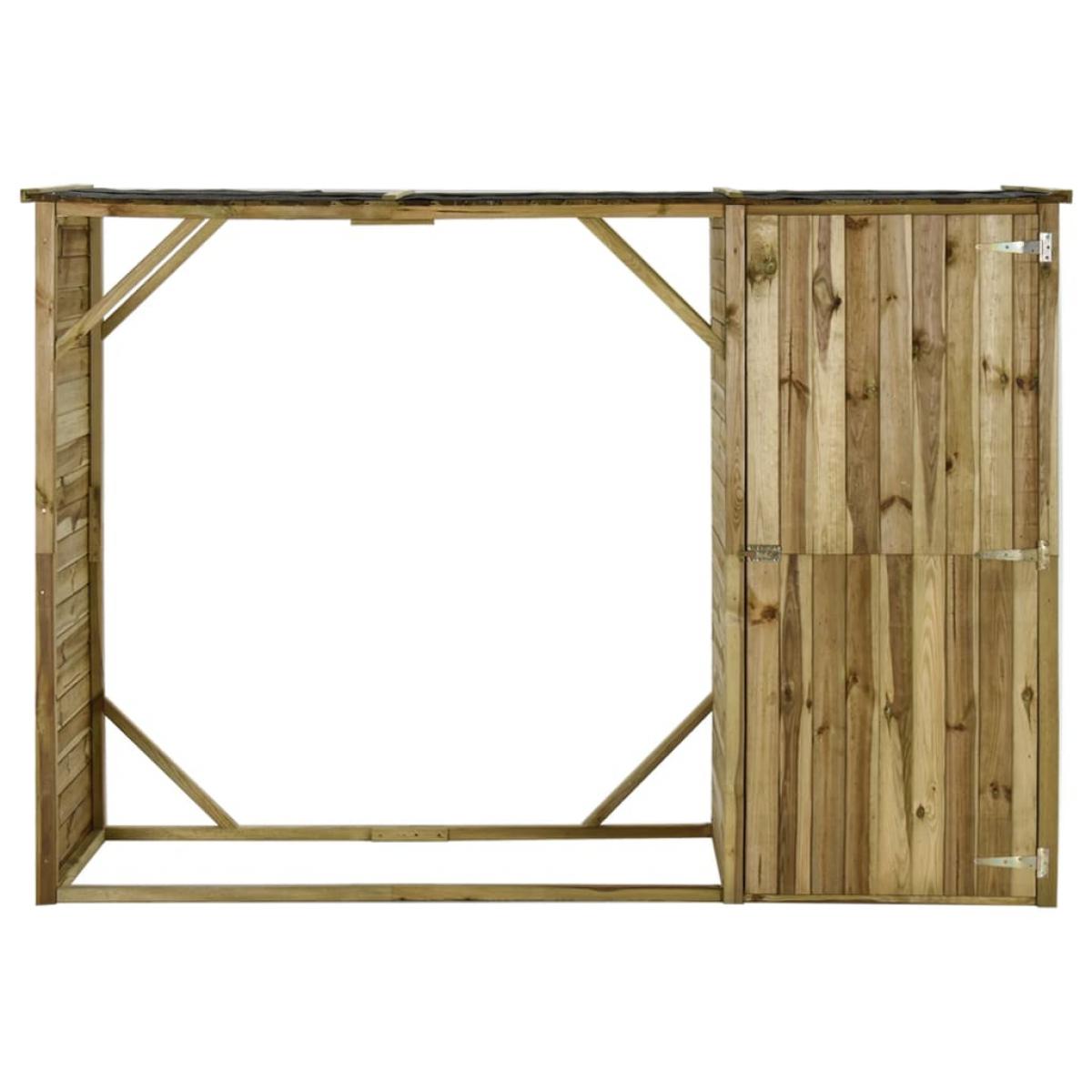 Caseta leña y herramientas jardín madera pino 253x80x170 cm 