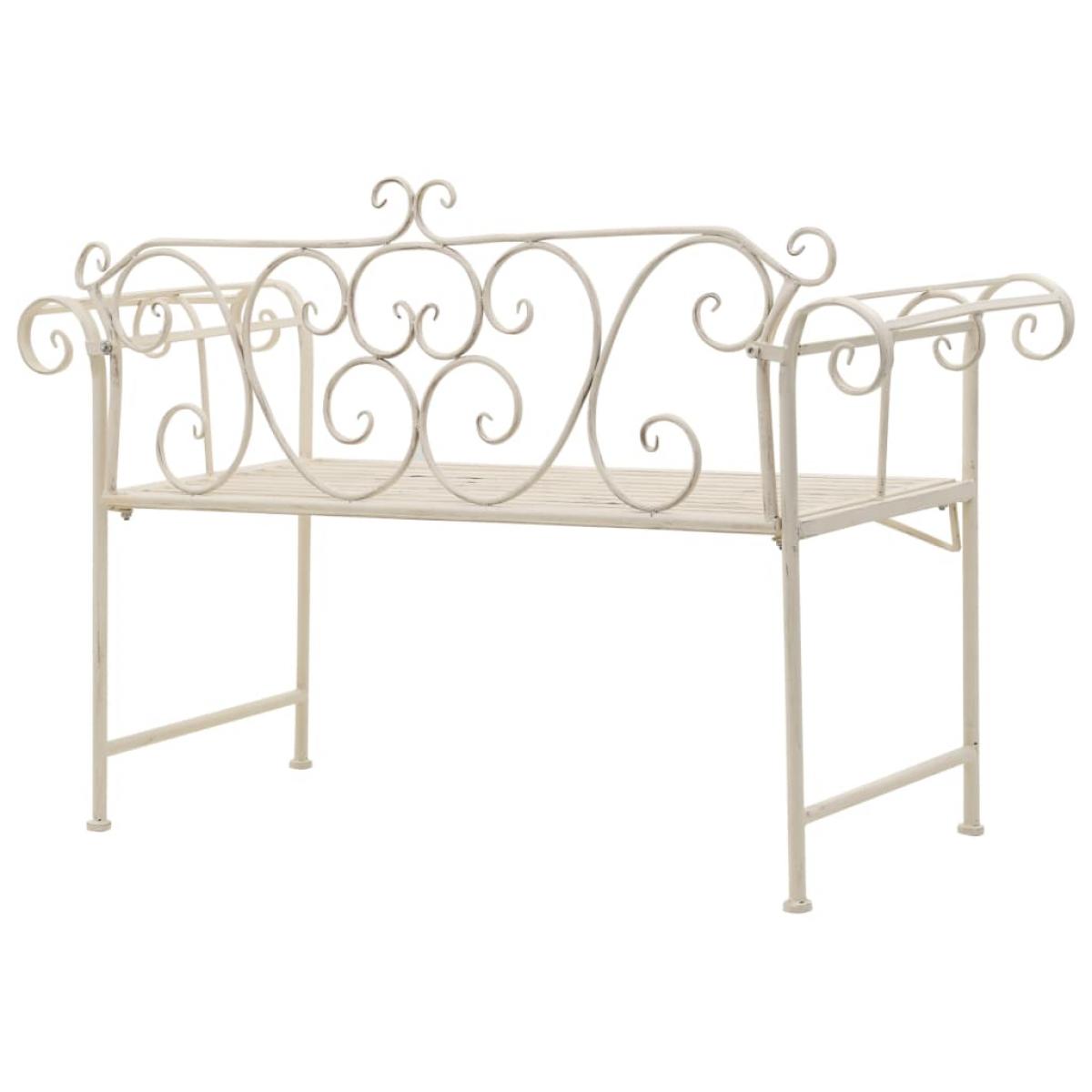 Banco de jardín metal blanco envejecido 132 cm