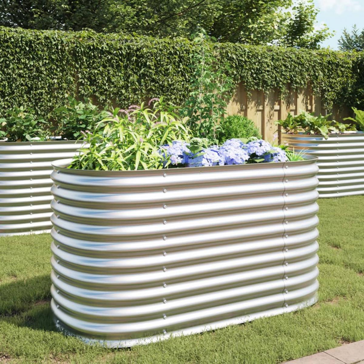 Arriate de acero galvanizado plateado 160x80x81 cm