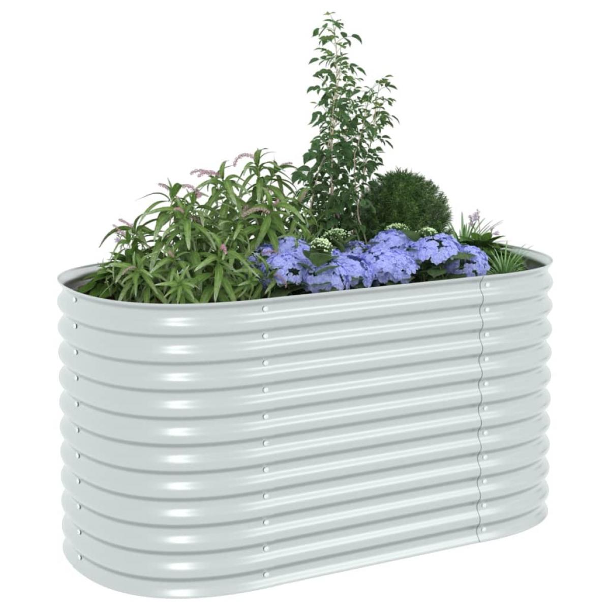 Arriate de acero galvanizado plateado 160x80x81 cm