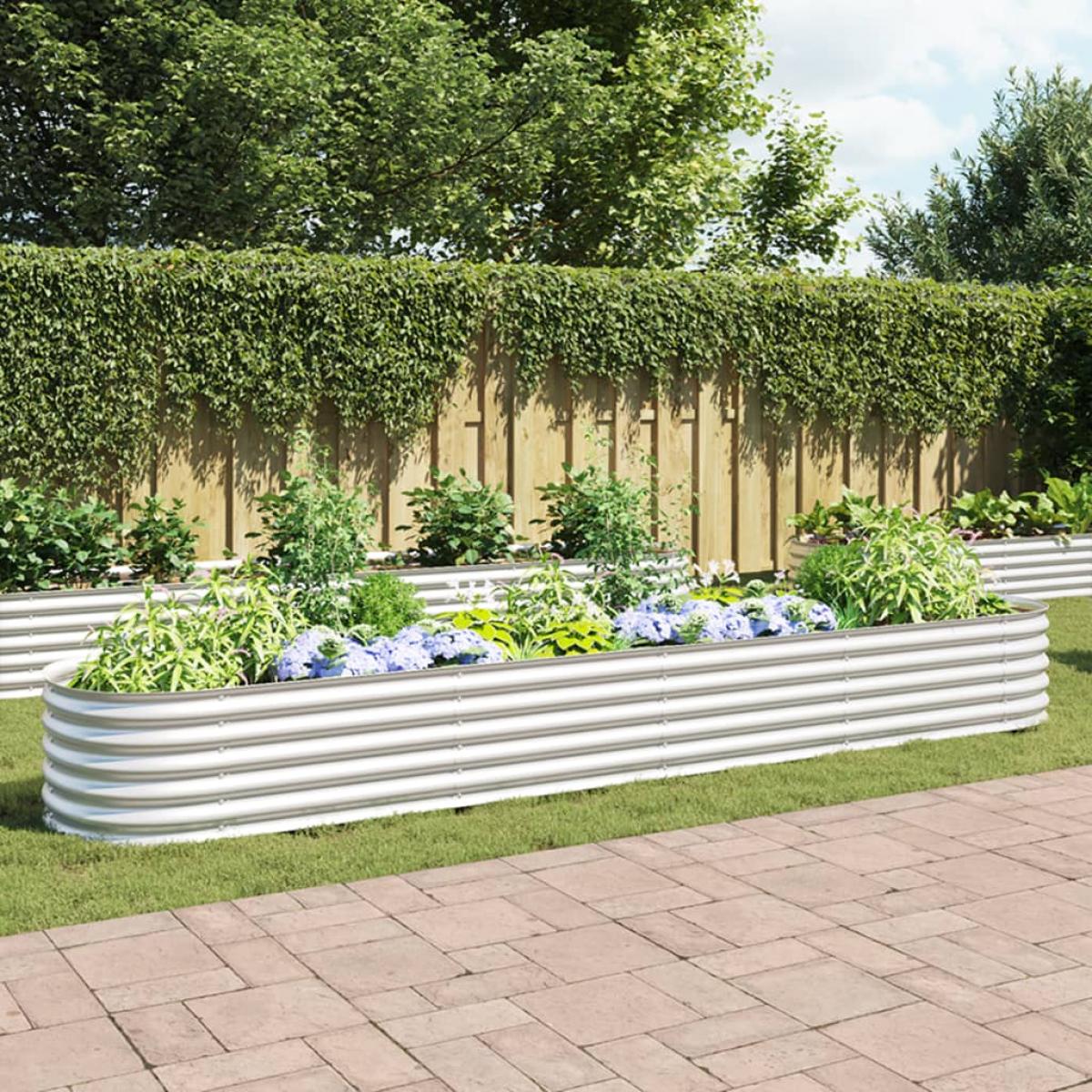 Arriate de acero galvanizado plateado 400x80x44 cm