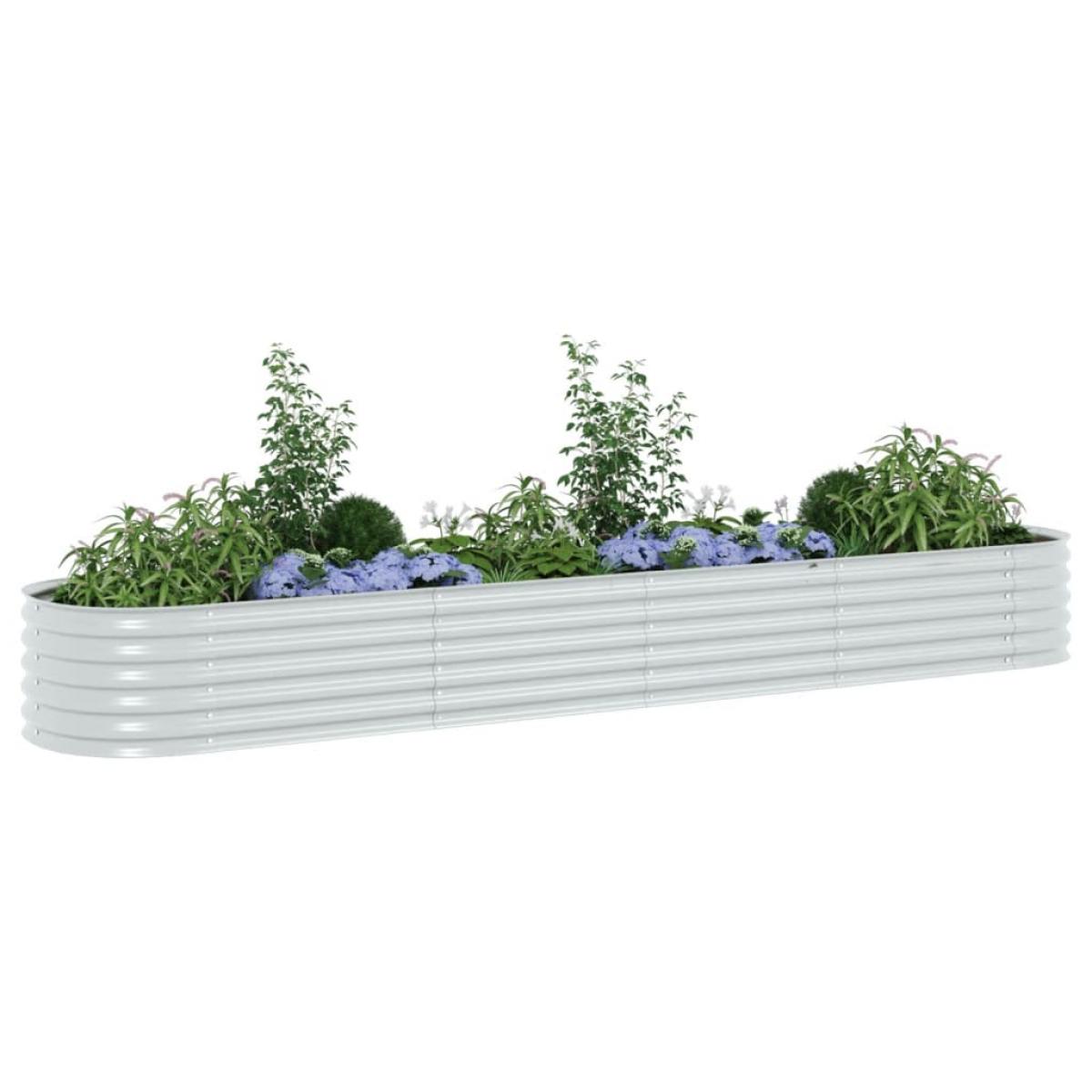 Arriate de acero galvanizado plateado 400x80x44 cm