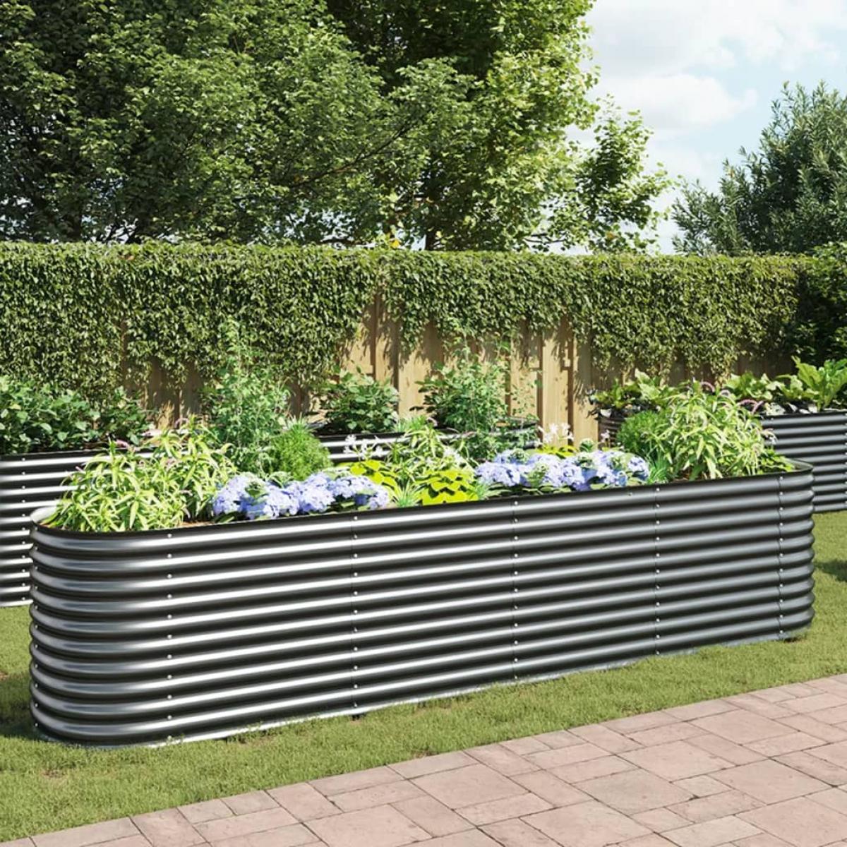 Arriate de acero galvanizado gris 400x80x81 cm