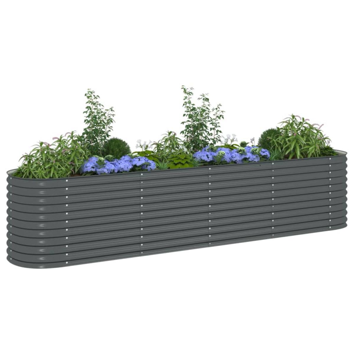 Arriate de acero galvanizado gris 400x80x81 cm