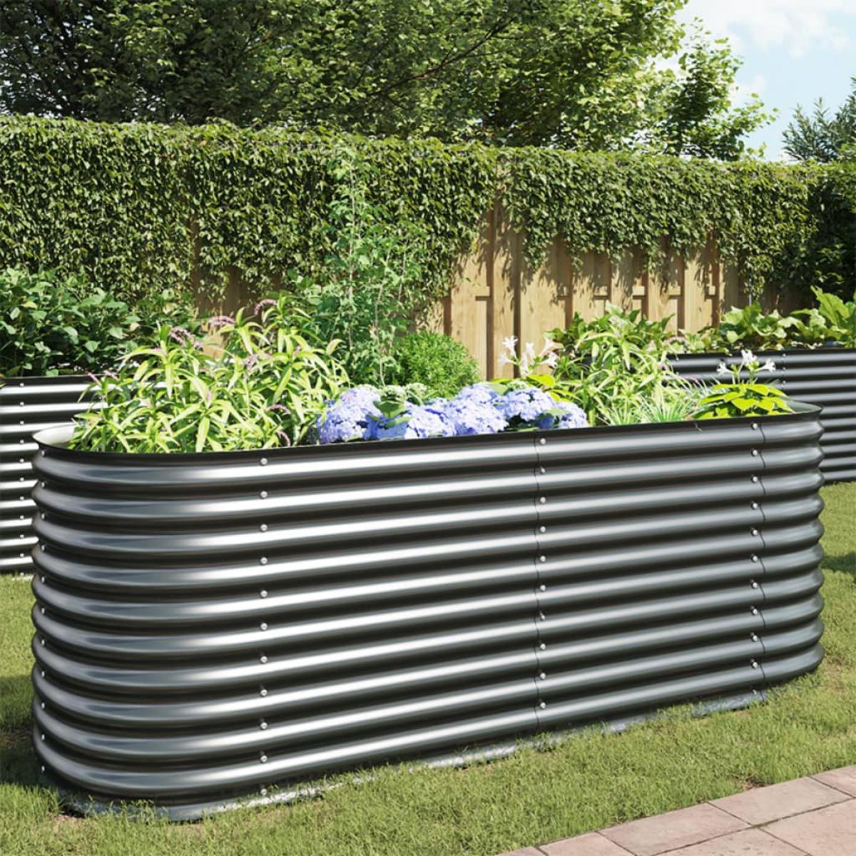 Arriate de acero galvanizado gris 240x80x81 cm