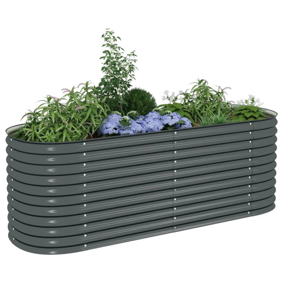 Arriate de acero galvanizado gris 240x80x81 cm