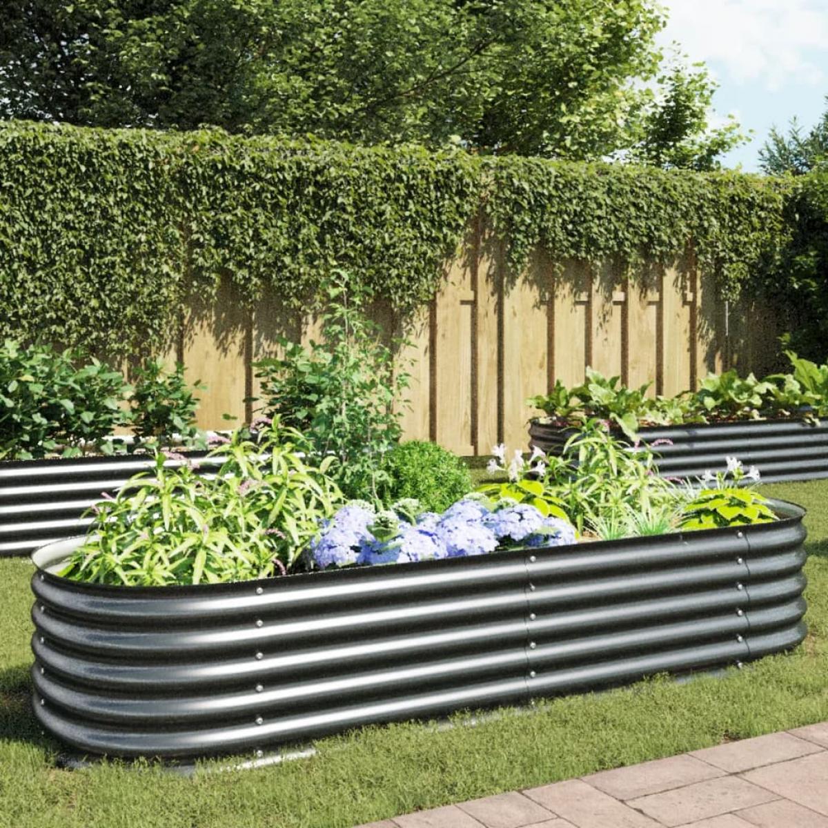 Arriate de acero galvanizado gris 240x80x44 cm