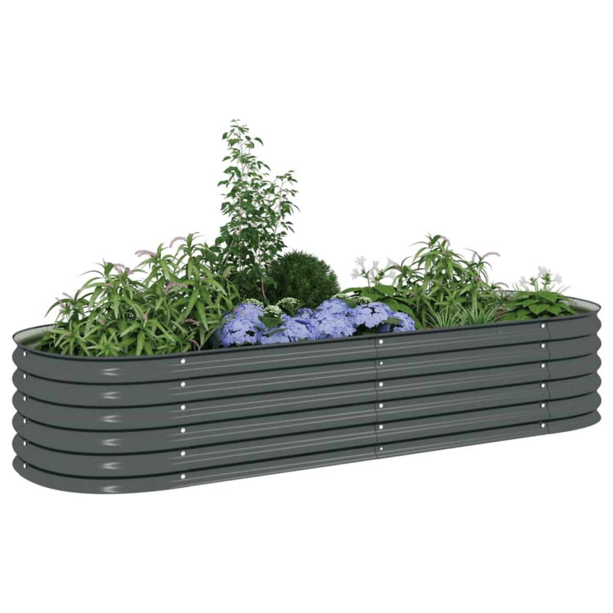 Arriate de acero galvanizado gris 240x80x44 cm