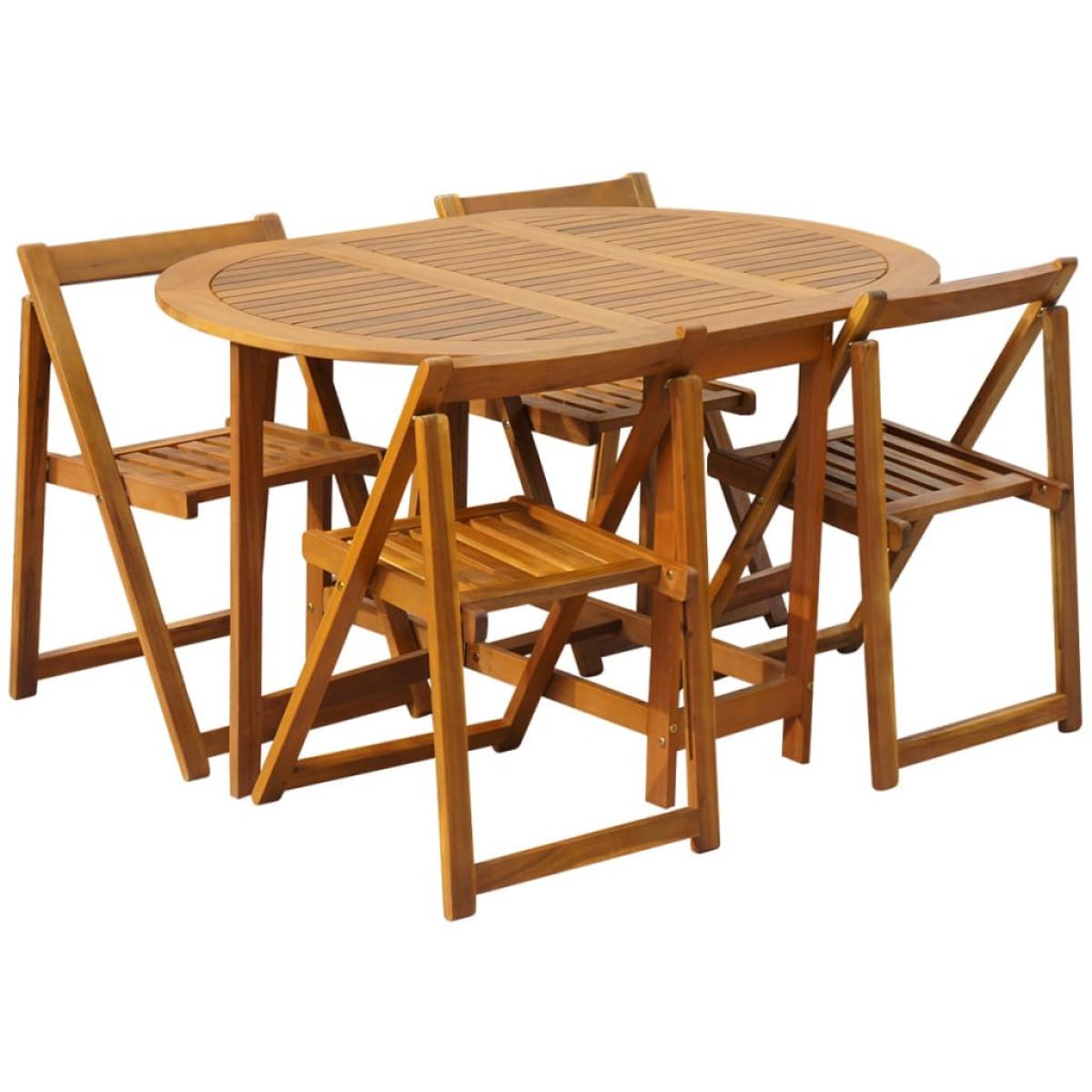 Set comedor de jardín plegable 5 piezas madera maciza de acacia