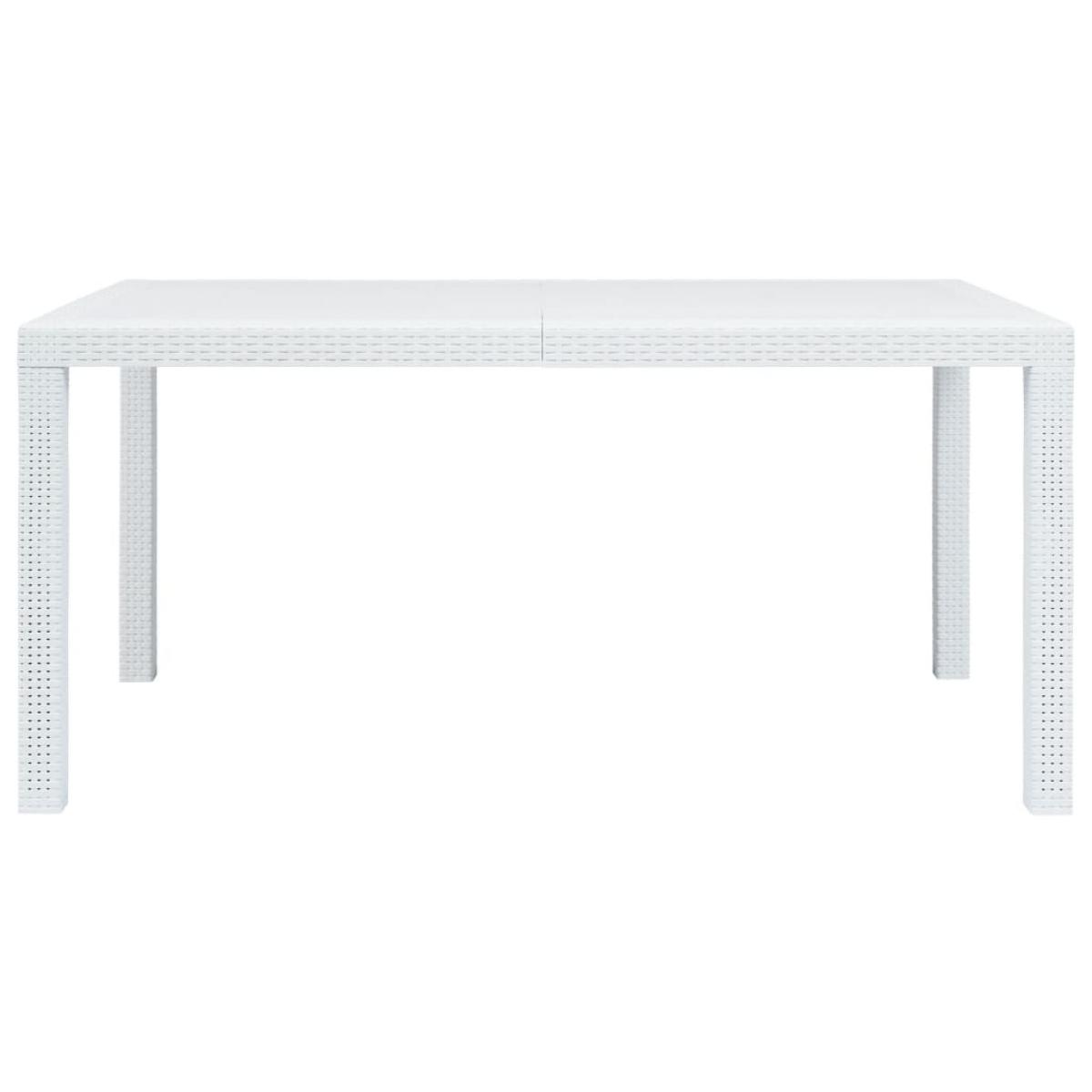 Mesa de jardín plástico aspecto de ratán blanco 150x90x72 cm