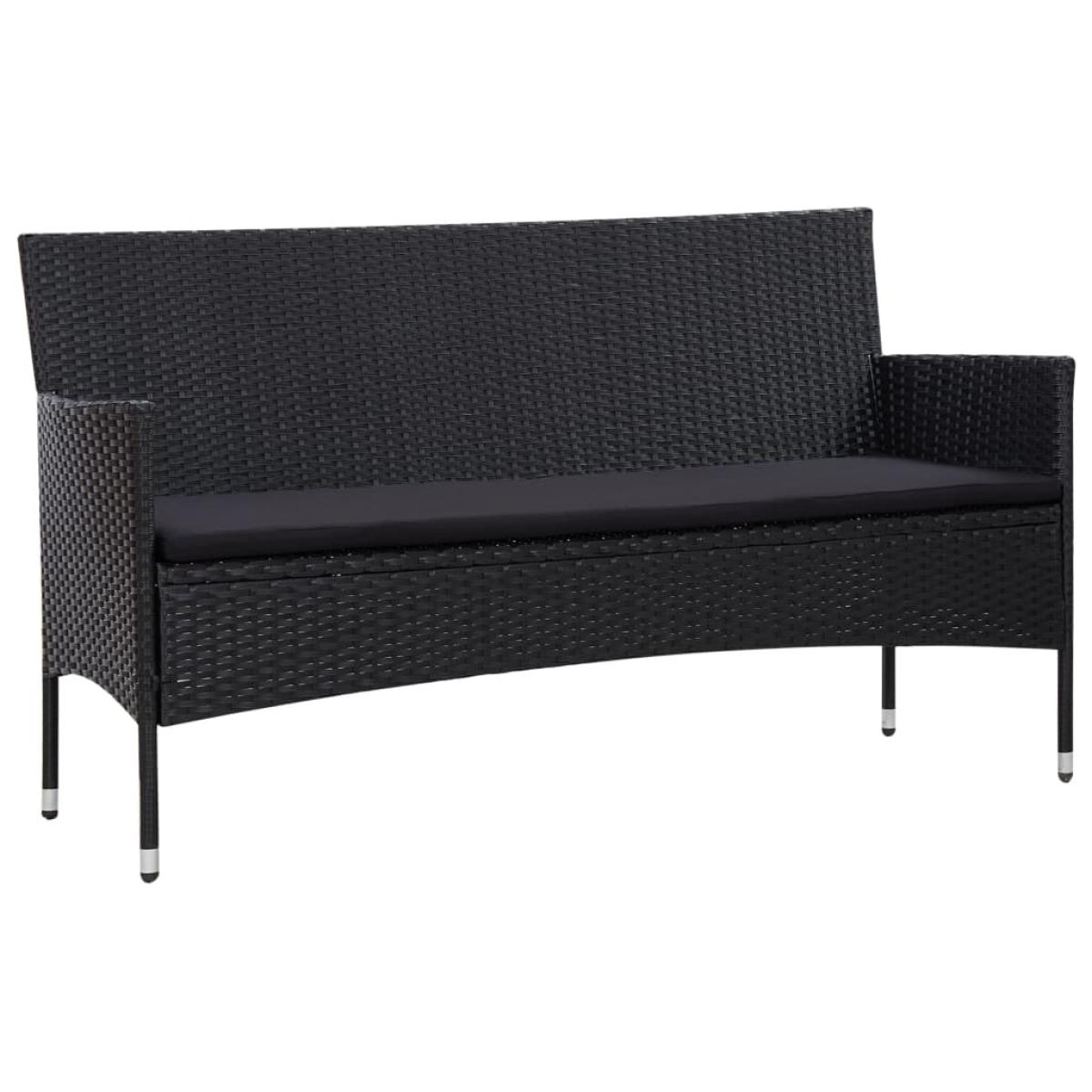 Set de muebles de jardín 4 pzas y cojines ratán sintético negro