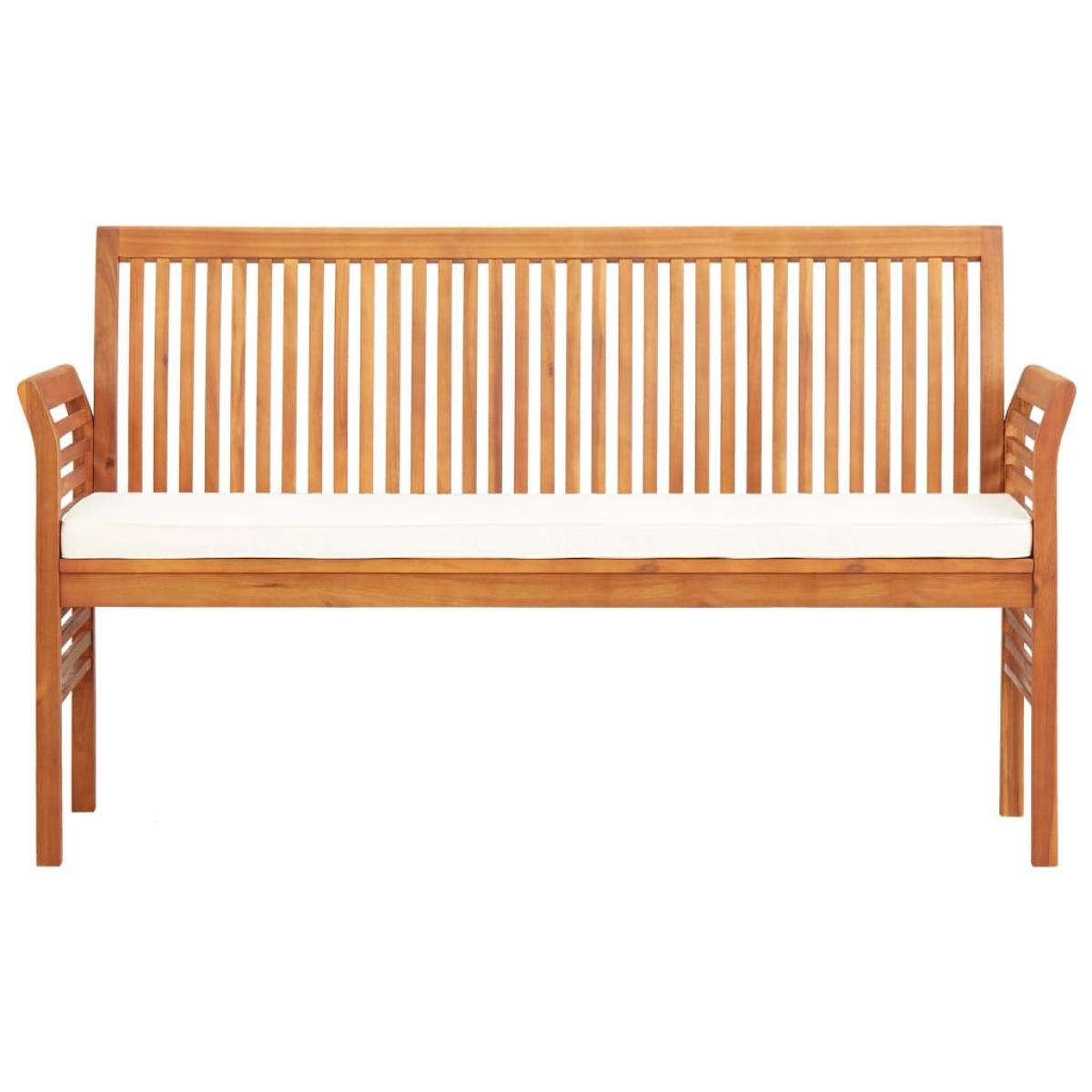 Banco de jardín 3 plazas con cojín madera maciza acacia 150 cm