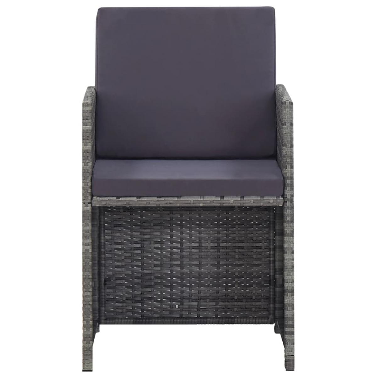Set comedor de jardín 9 piezas y cojines ratán sintético gris