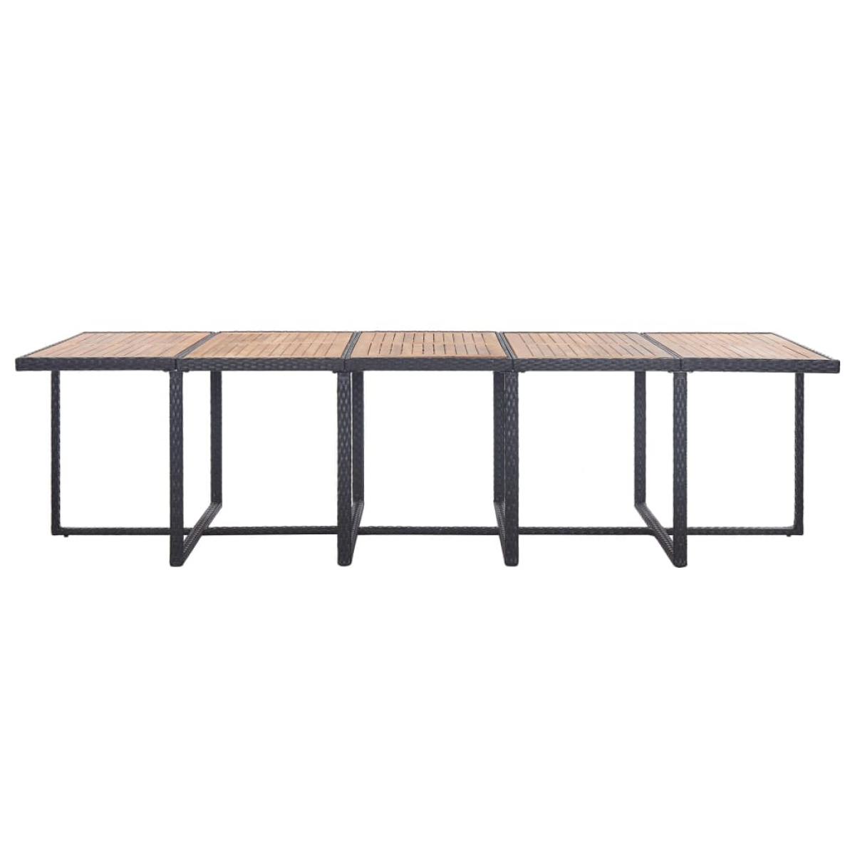 Set comedor de jardín 15 piezas y cojines ratán sintético negro