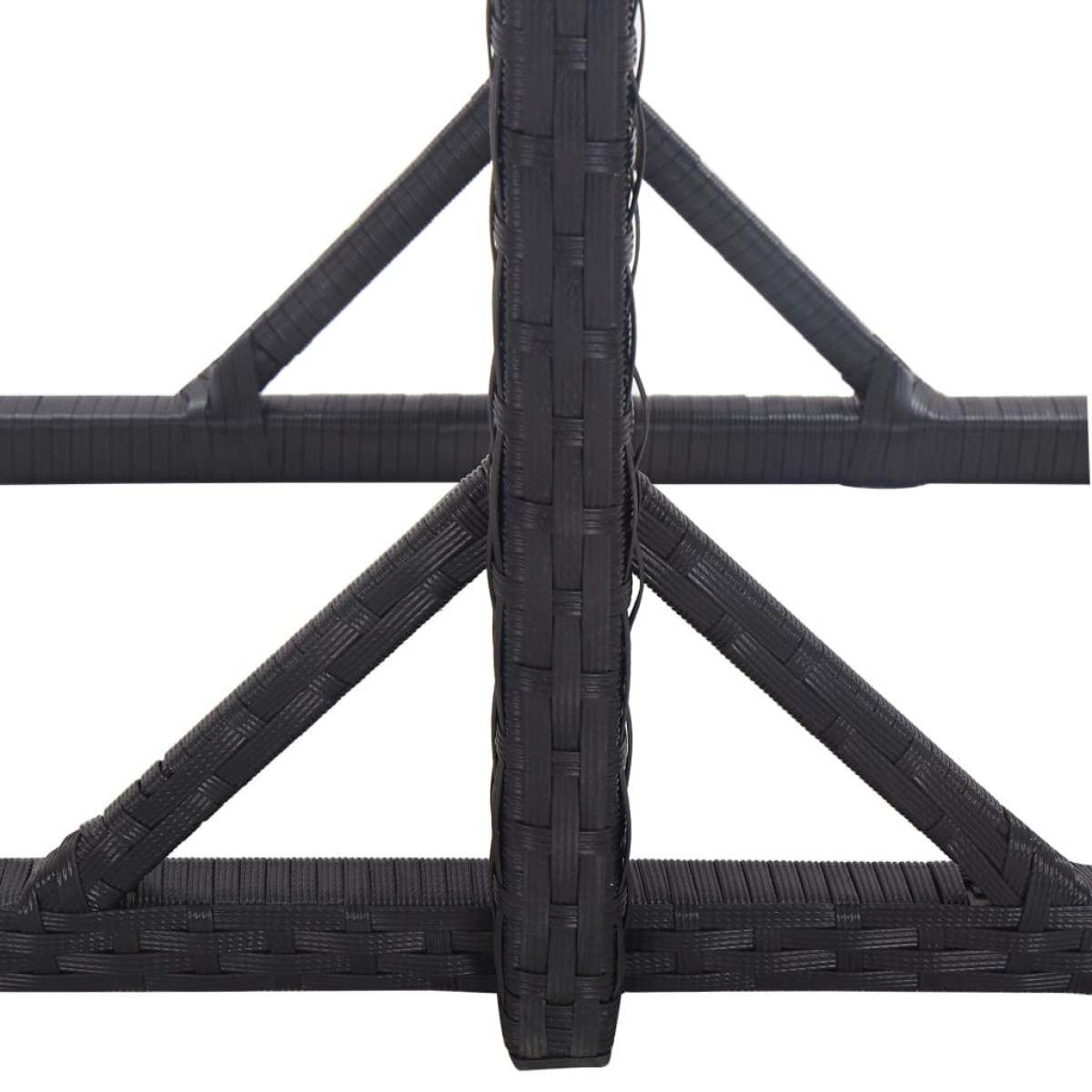 Mesa de jardín de vidrio y ratán sintético negro 110x53x72 cm