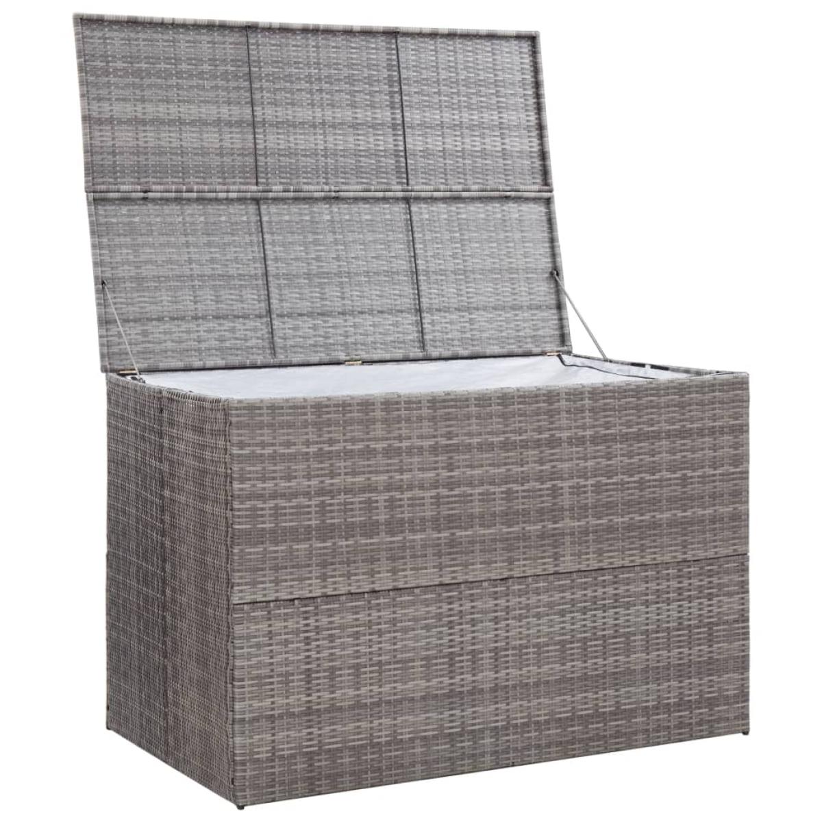 Caja de almacenaje jardín ratán sintético gris 150x100x100 cm