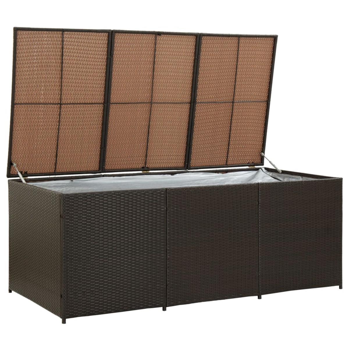Caja de almacenaje jardín ratán sintético marrón 180x90x75 cm
