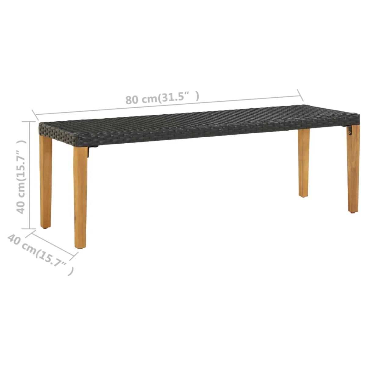 Banco de jardín ratán negro 80 cm