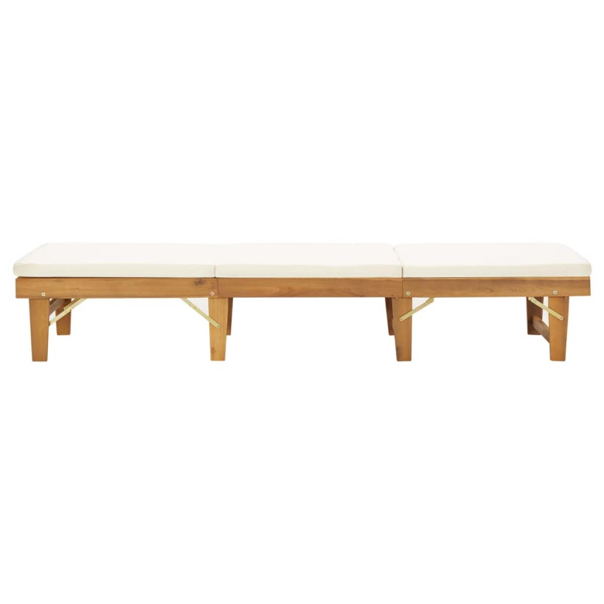 Tumbona plegable con cojín madera maciza de acacia 