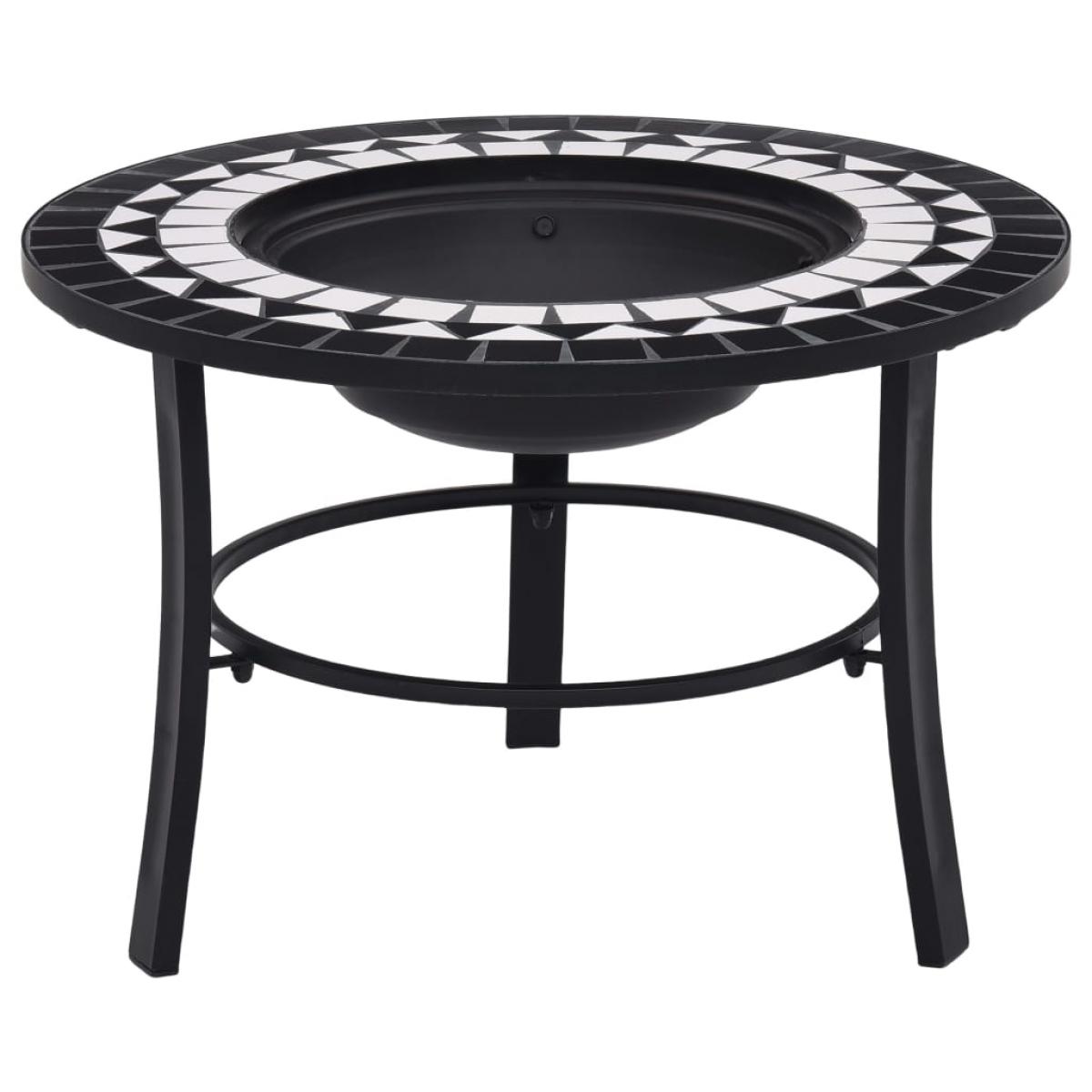 Brasero de mosaico cerámica negro y blanco 68 cm