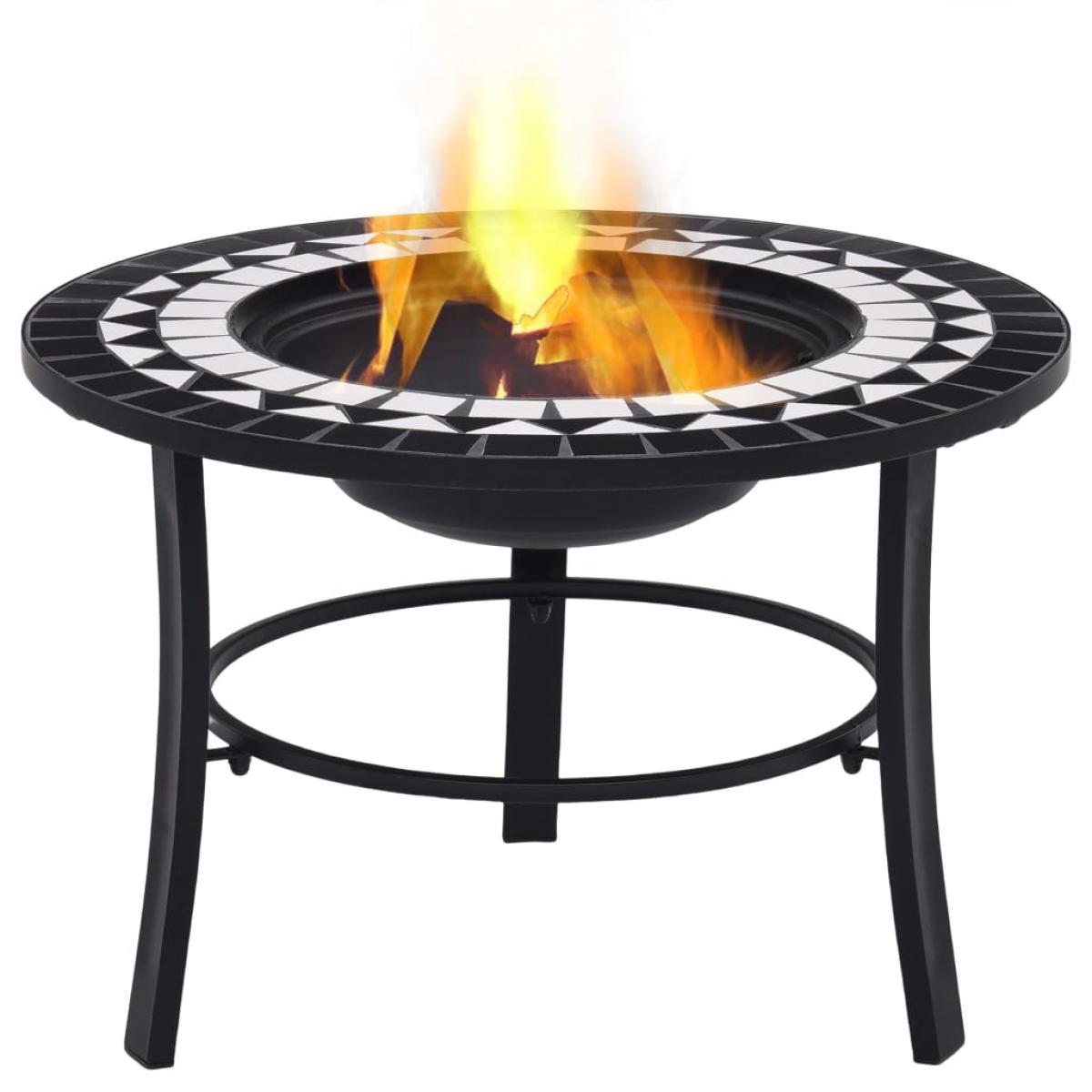 Brasero de mosaico cerámica negro y blanco 68 cm