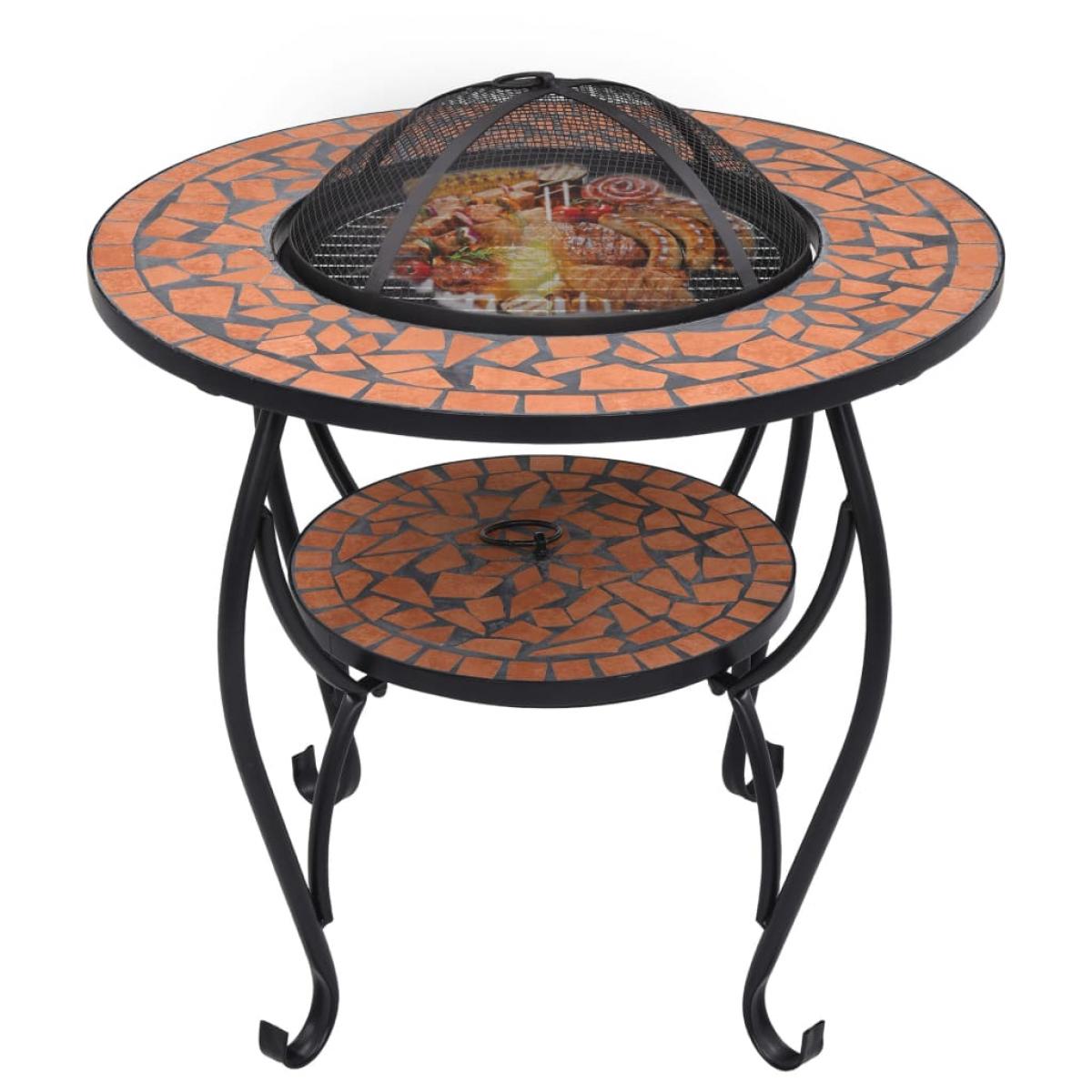 Mesita con brasero de mosaico cerámica terracota 68 cm