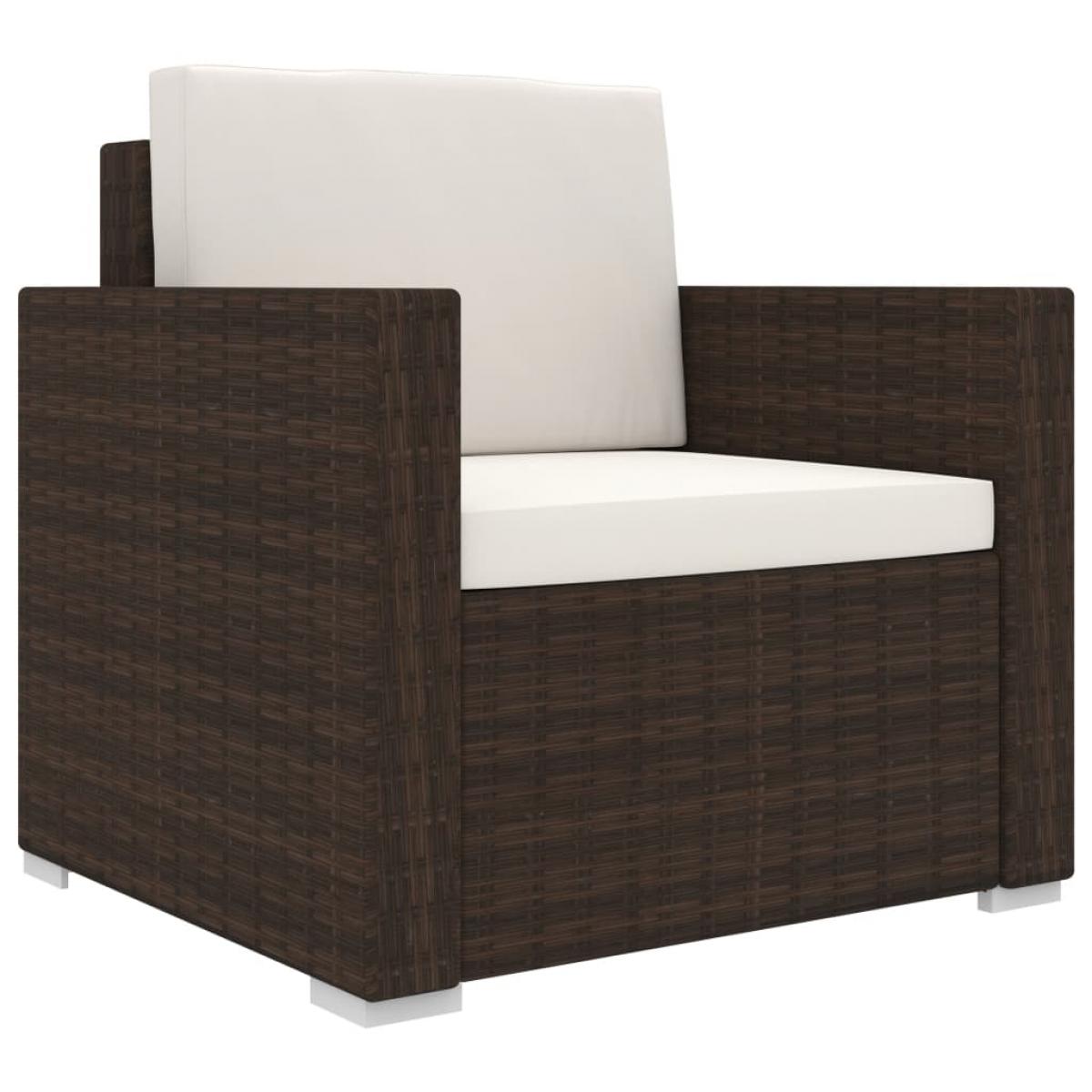 Set muebles de jardín 11 piezas con cojines ratán sintético marrón