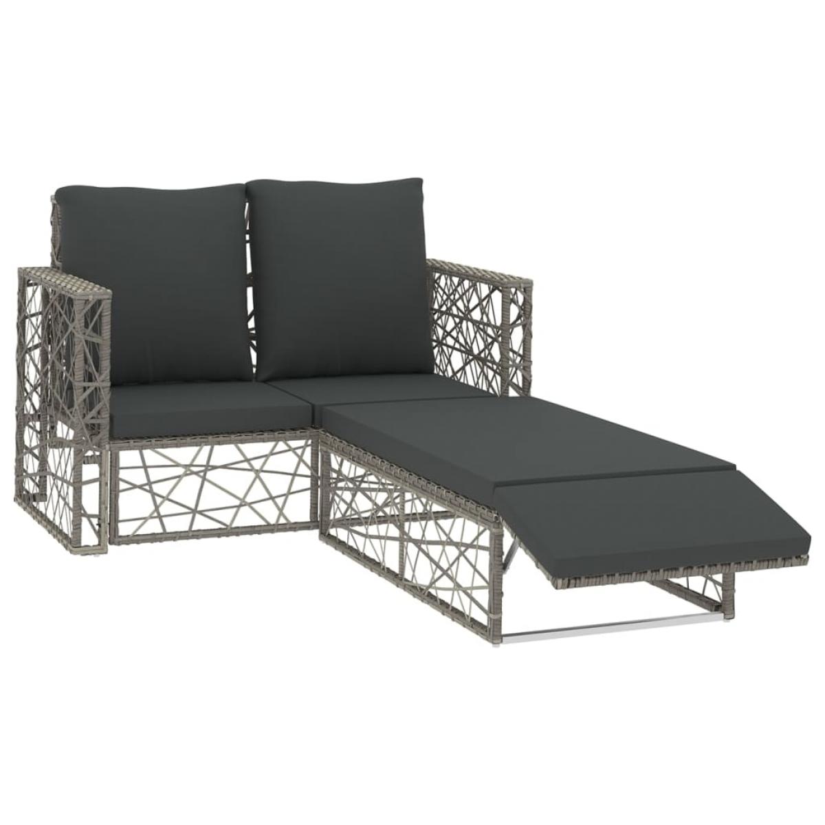 Set de muebles de jardín 2 pzas y cojines ratán sintético gris