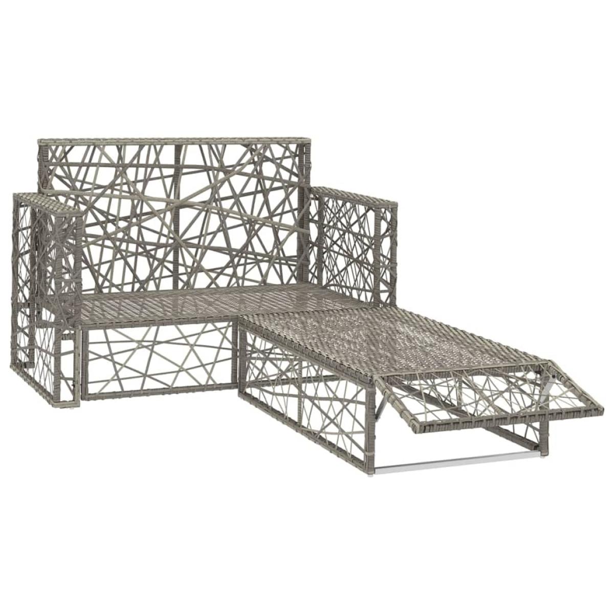 Set de muebles de jardín 2 pzas y cojines ratán sintético gris