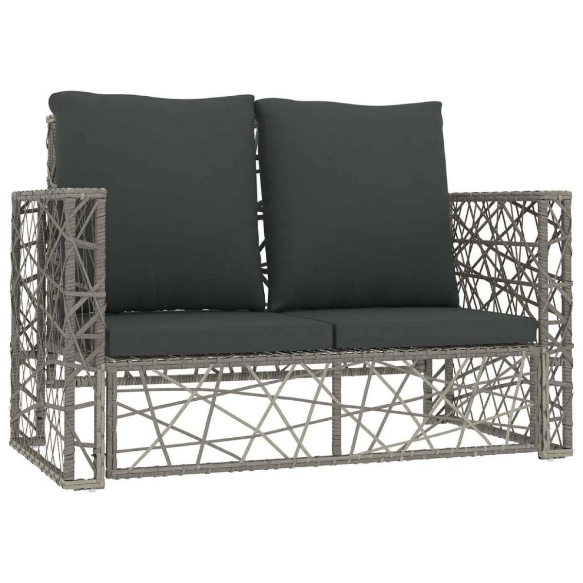 Set de muebles de jardín 2 pzas y cojines ratán sintético gris