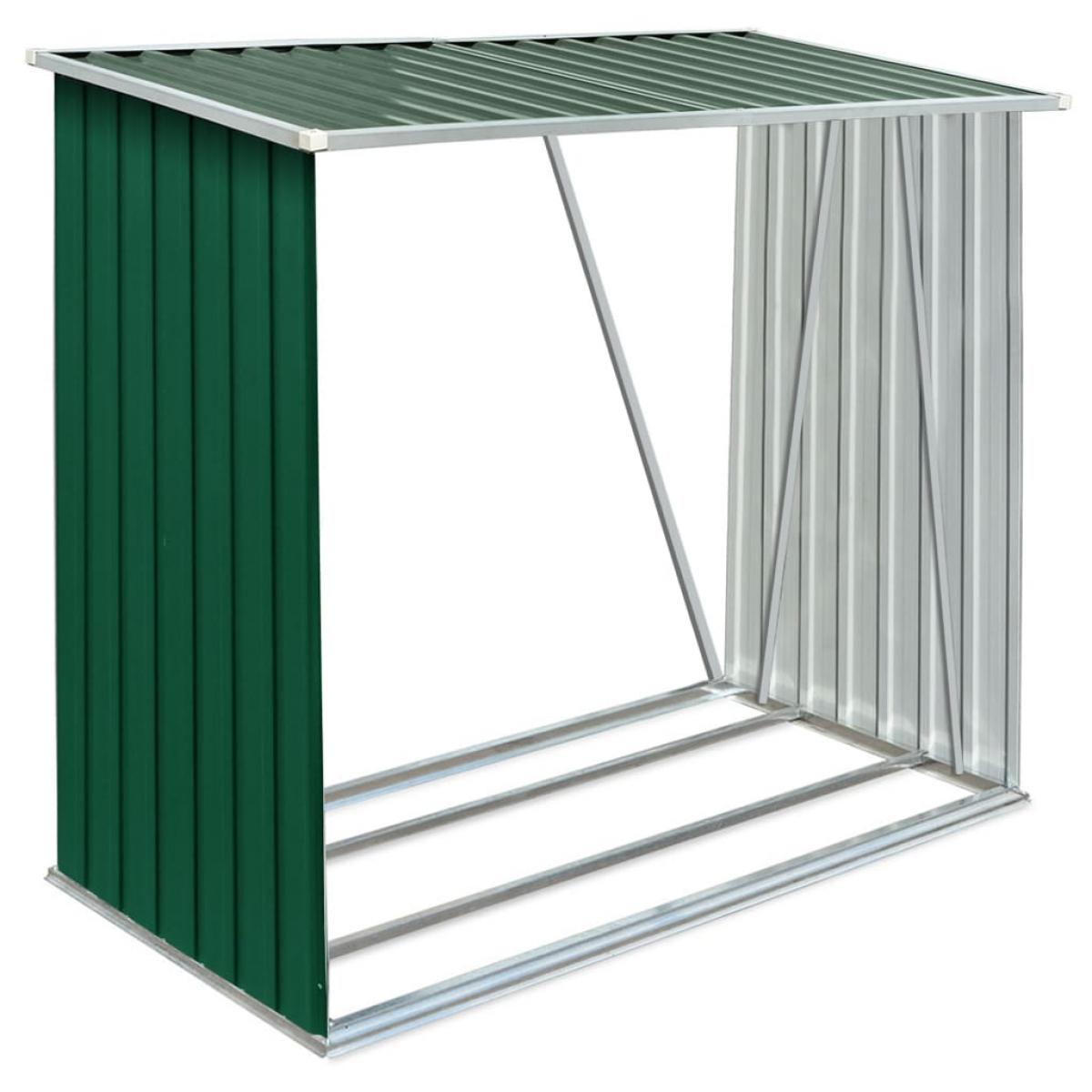 Casetilla para leña acero galvanizado verde 163x83x154 cm