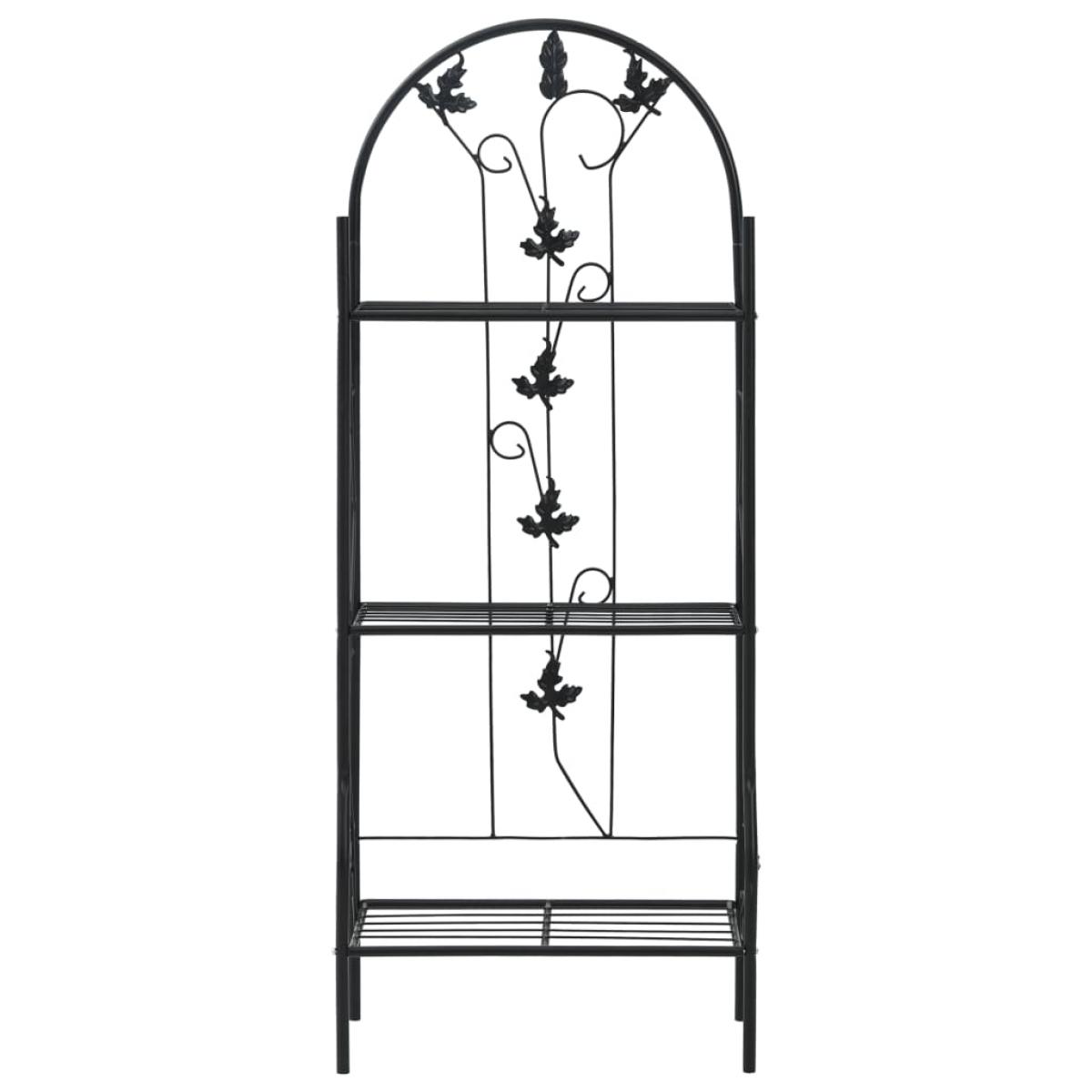 Estante para macetas 3 niveles hierro negro 52x28x128 cm