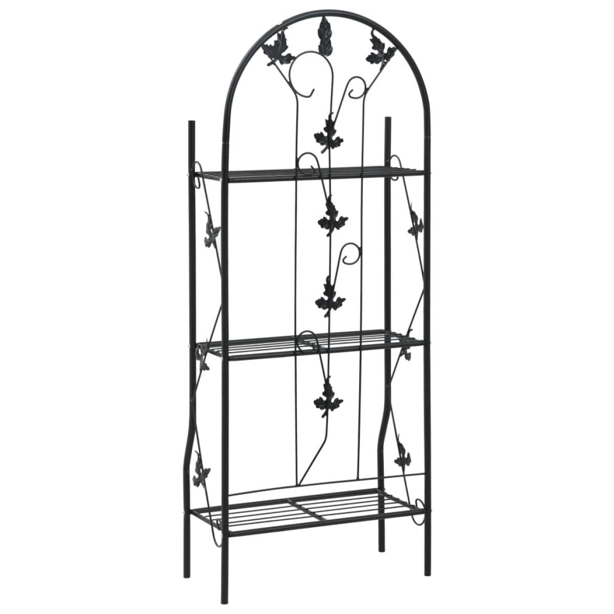 Estante para macetas 3 niveles hierro negro 52x28x128 cm
