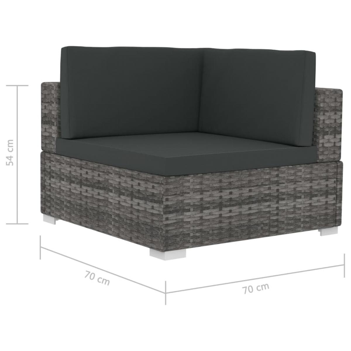 Asiento seccional de esquina con cojines 2 pzas ratán PE gris