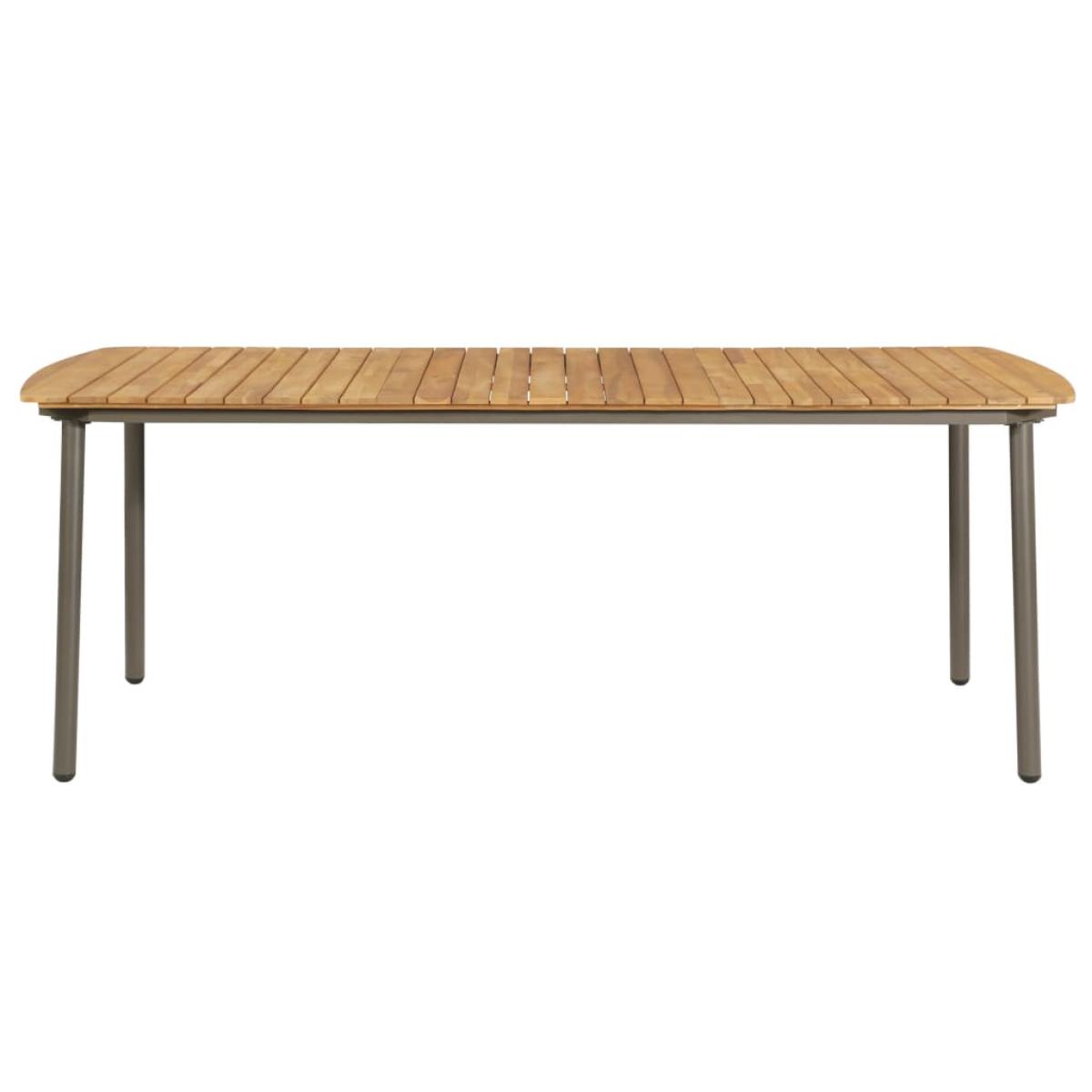 Mesa de jardín madera maciza de acacia y acero 200x100x72 cm