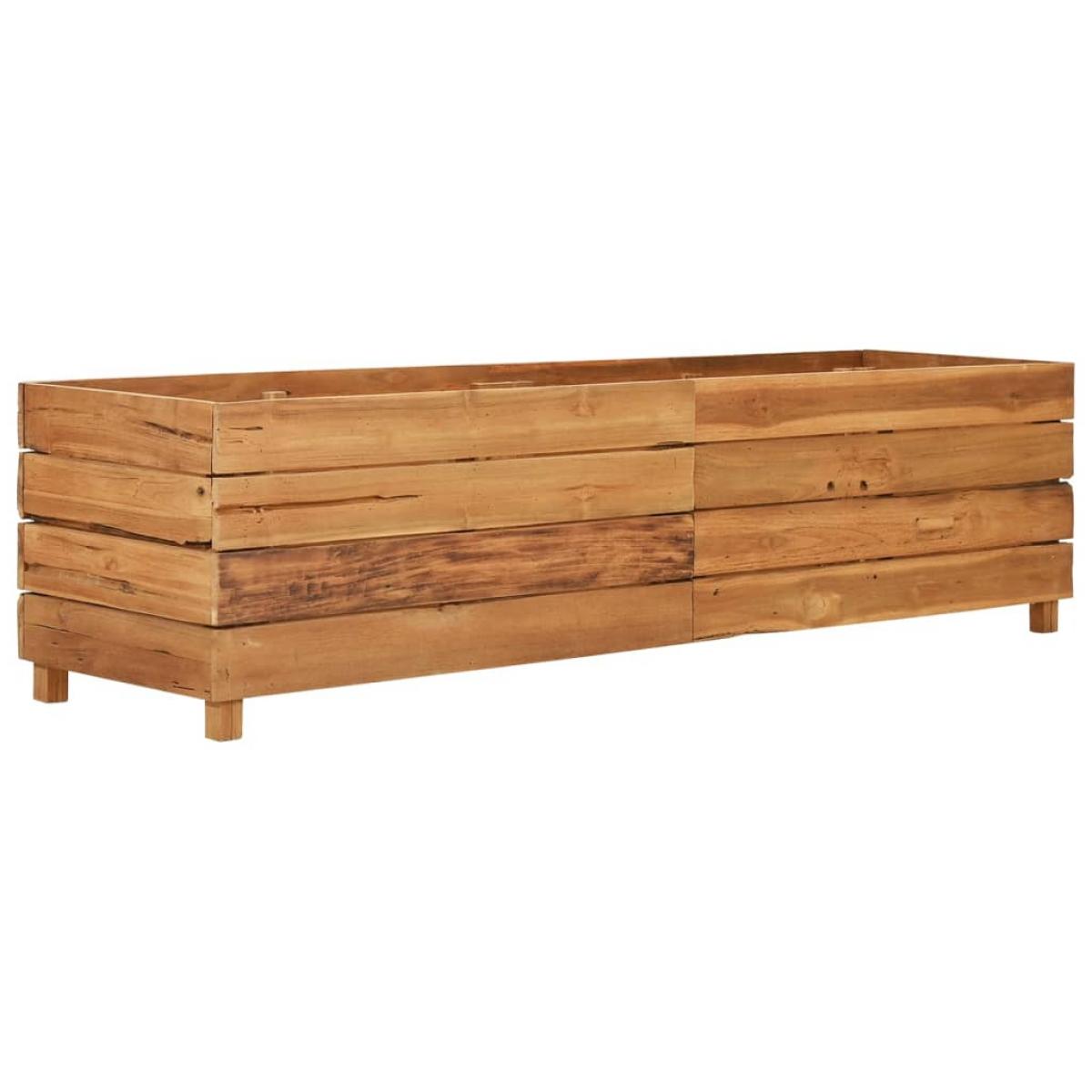 Arriate elevado madera de teca reciclada y acero 150x40x38 cm