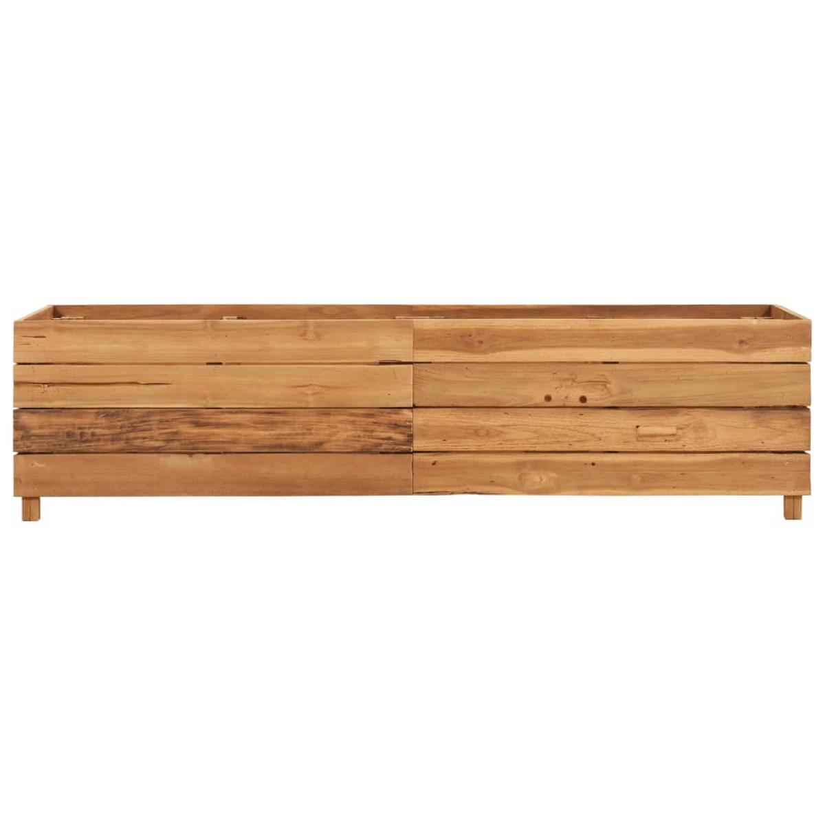 Arriate elevado madera de teca reciclada y acero 150x40x38 cm