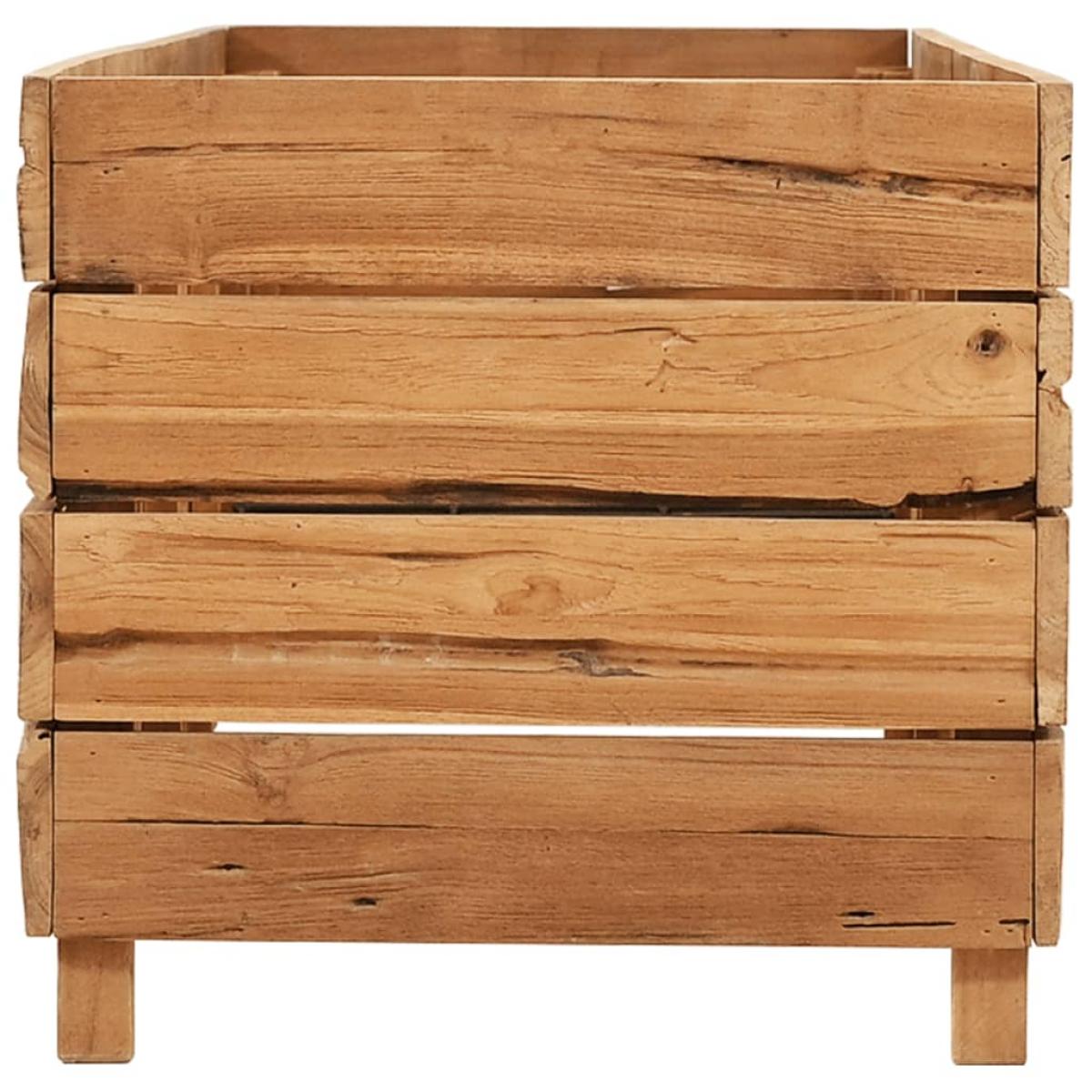 Arriate elevado madera de teca reciclada y acero 150x40x38 cm