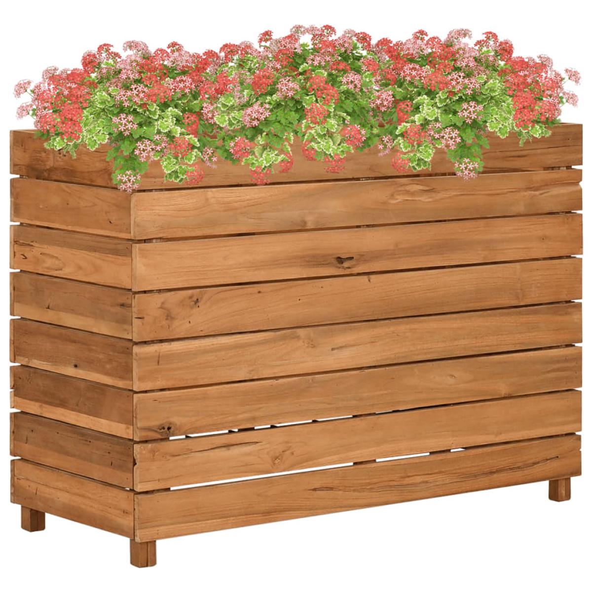 Arriate elevado madera de teca reciclada y acero 100x40x72 cm