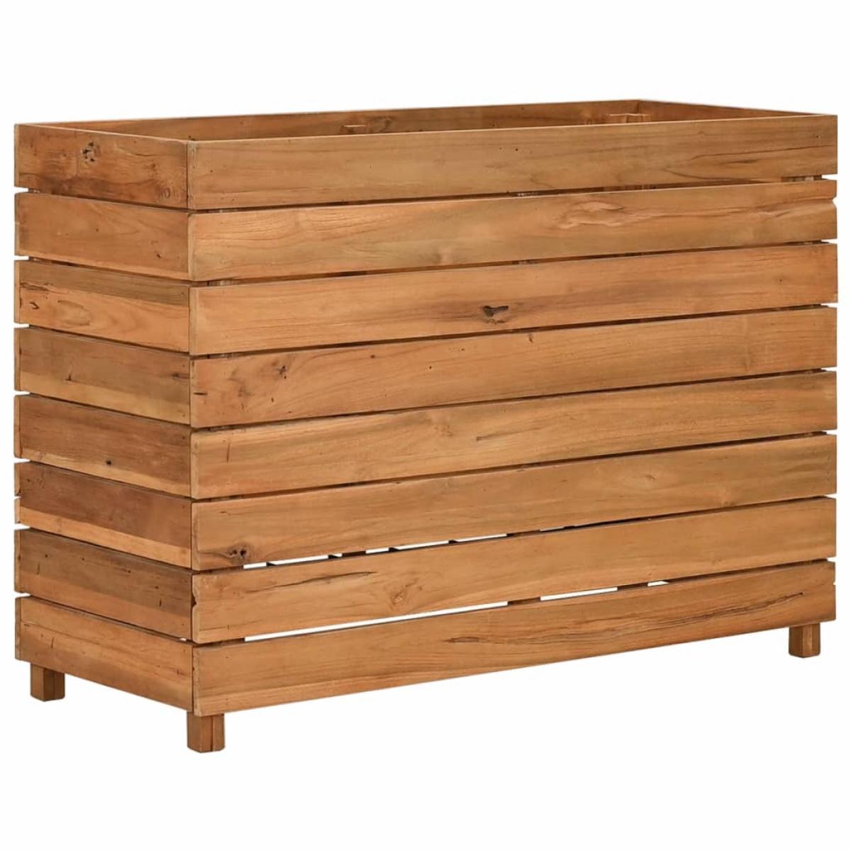 Arriate elevado madera de teca reciclada y acero 100x40x72 cm