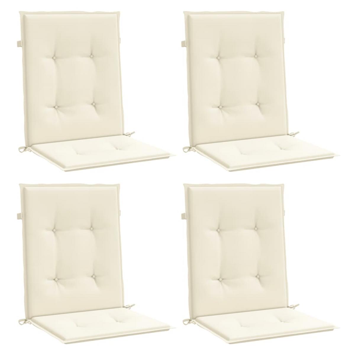 Cojín silla jardín respaldo bajo 4 uds tela Oxford crema