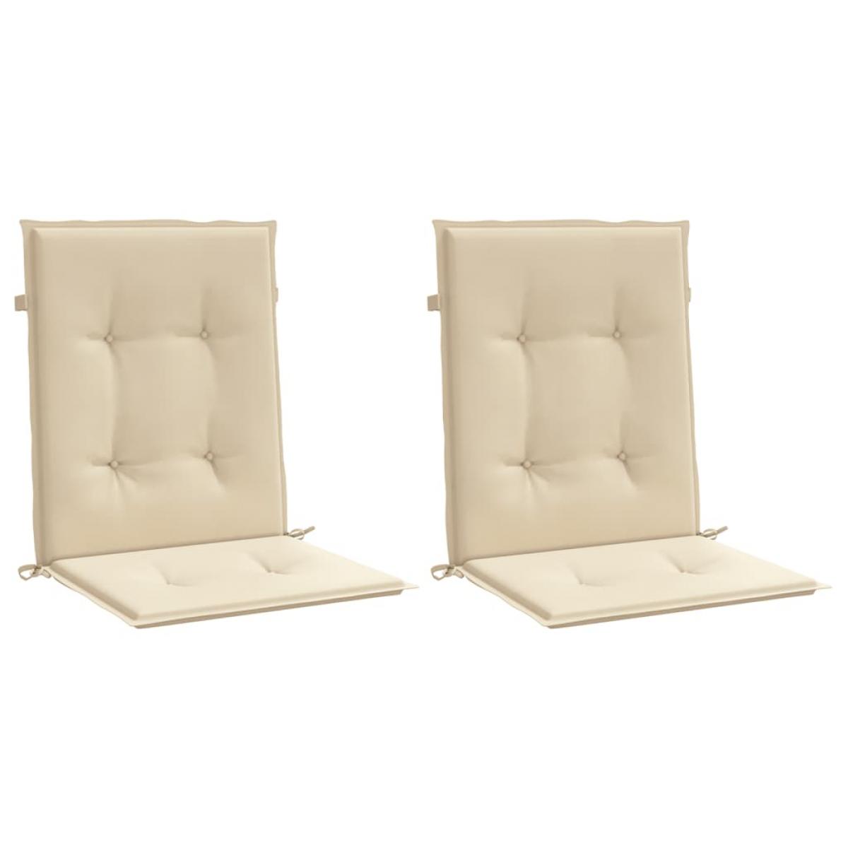 Cojín de silla de jardín respaldo bajo 2 uds tela Oxford beige