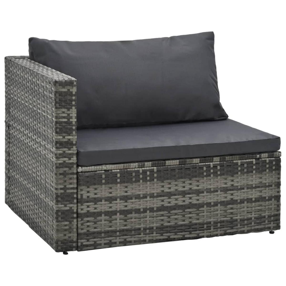 Set de muebles de jardín 5 pzas y cojines ratán sintético gris
