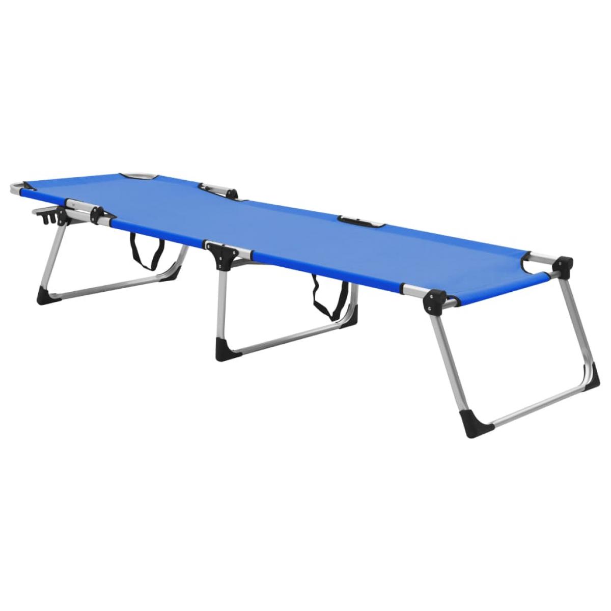 Tumbona plegable alta para mayores aluminio azul