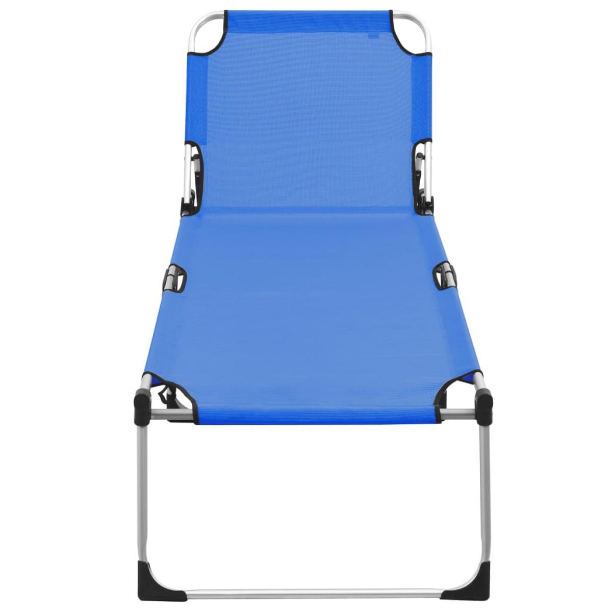 Tumbona plegable alta para mayores aluminio azul