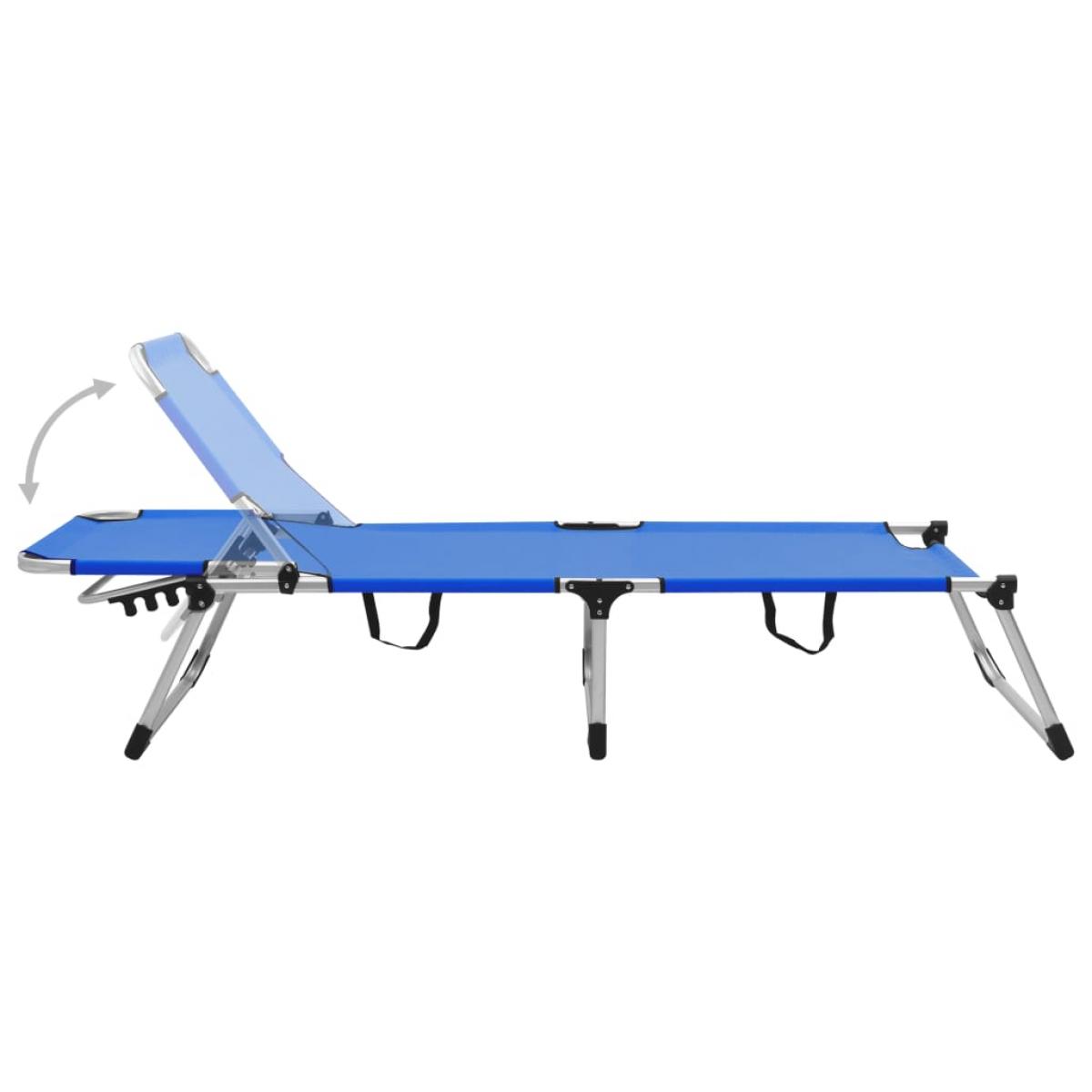Tumbona plegable alta para mayores aluminio azul