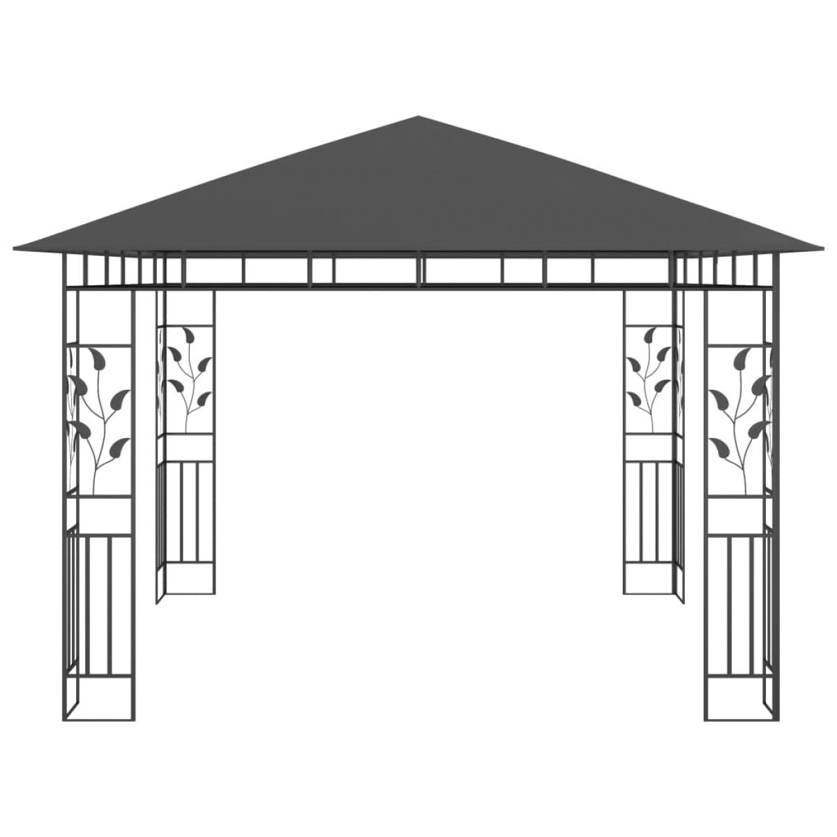Cenador con mosquitera gris antracita 3x3x2,73 m 180 g/m²